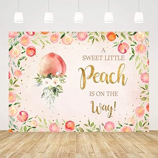 Ticuenicoa A Sweet Little Peach is On The Way Backdrop for Baby Shower Pink Peach Photography Background for Babyshower It's A Girl Backdrops Oh Baby Banner for Girl Birthday Photo Booth Props 5x3ft
