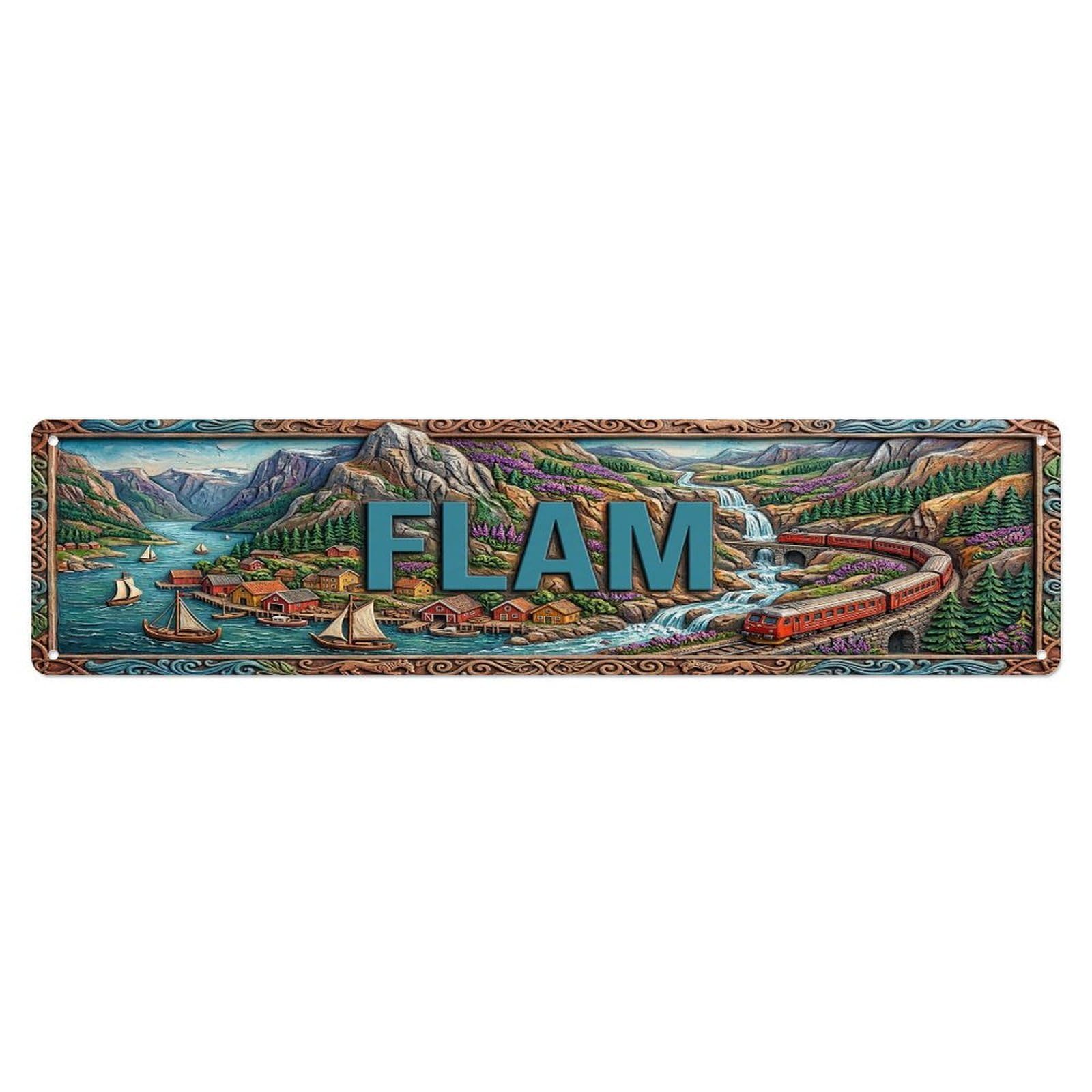 Gead 4X16inch Style Vintage Flam Norway Flag Pattern Metal Tin Sign