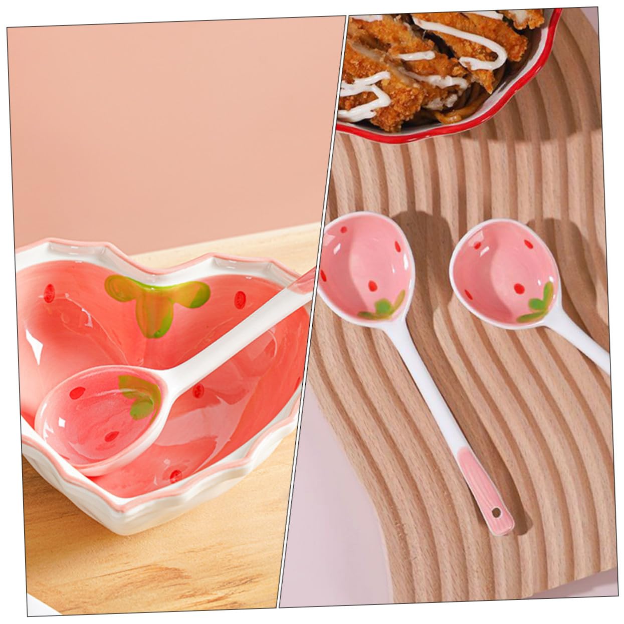 3 StüCk Keramik DessertlöFfel Fruchtmuster LöFfel FüR Eis Joghurt Und Kaffee Ergonomisch Haushalt KüChenbesteck