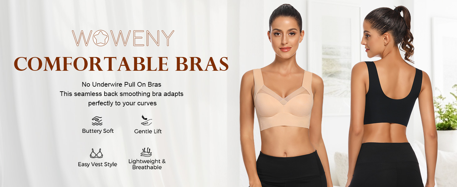 Niwicee Soutien-gorge Sans Armatures Pour Femme Grande Taille Soutien-gorge Sans Coutures Avec Rembourrage Bralette Doux Confortables Soutiens-Gorge Couverture Complète Soutien-gorge Basique, Gris