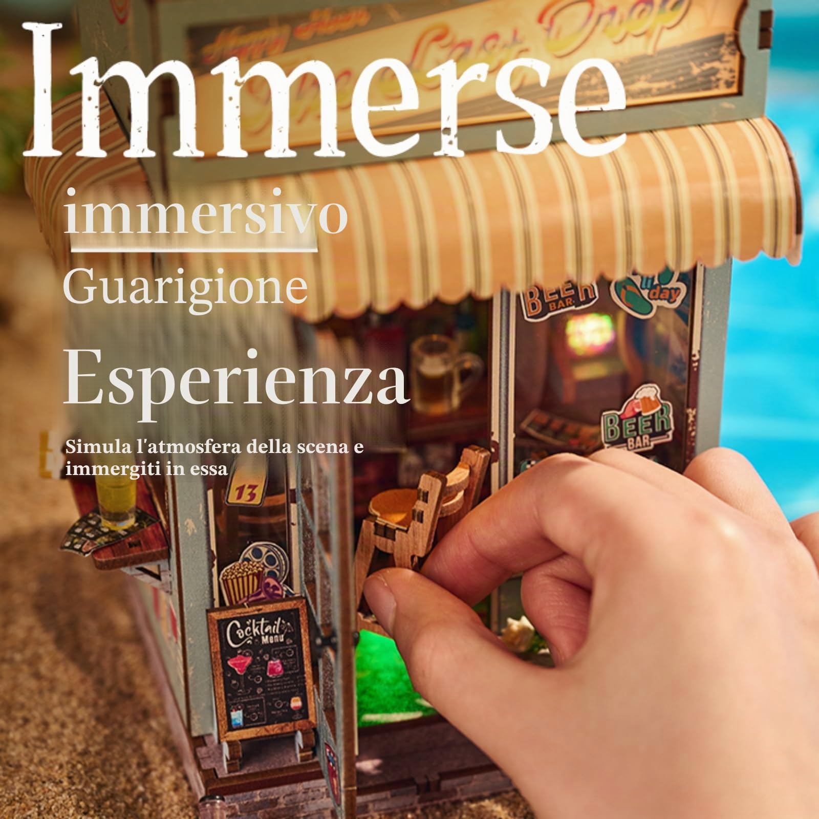 Jianyana 3D-miniature, Kit Book Nook DIY per Adulti con Luci LED da Montare Booknook Puzzle in Legno 3D, Set Creativo per la Decorazione della Libreria, Regali per Familiari e Amici
