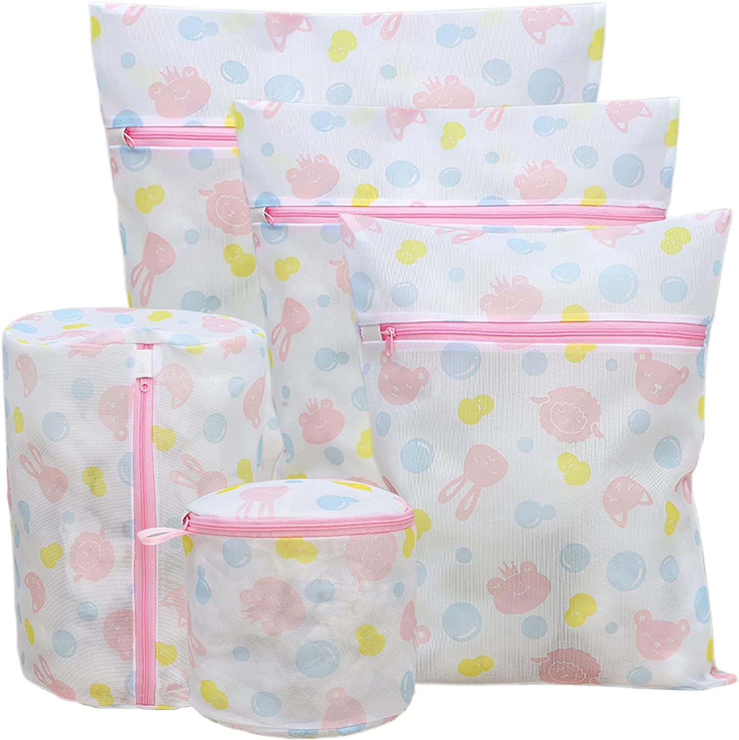 Zollyss Mesh Laundry Bags, Washing Machine Wash Bags, Reusable And Durable Mesh Wash Bags For Delicates Blouse, Hosiery, Underwear, Bra, Lingerie Baby Clothes (5 Different Sizes), Multicolor
