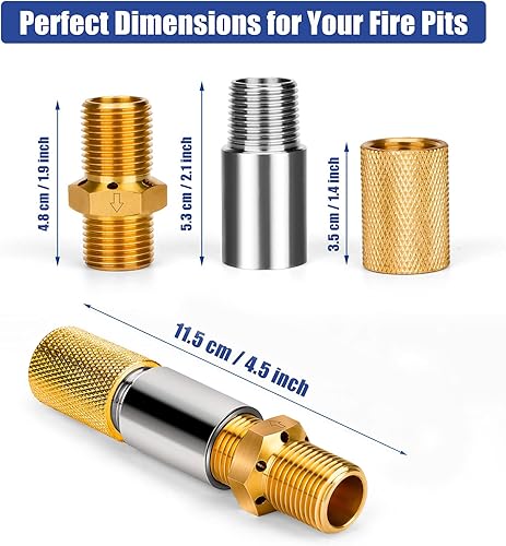 Vista 6 de GRISUN Válvula mezcladora de aire de propano de 1/2 pulgada para hogueras – Válvula mezcladora de aire de alta capacidad de 150,000 BTU Propano