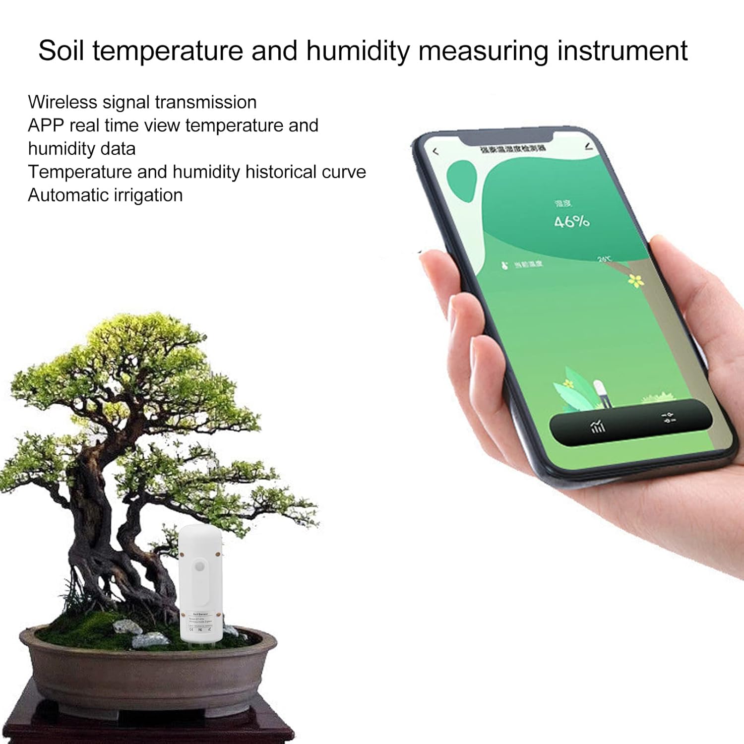 Compact Wireless Plant Monitor with View Record Feature - Convenient for Various Gardening Places - Meet Soil Needs for Different Plantations