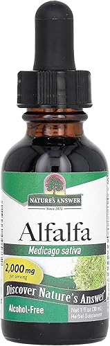 Nature's Answer Extracto de hierba de alfalfa sin alcohol, 1 onza líquida que apoya el sistema inmunológico, la sangre, la digestión, los niveles de