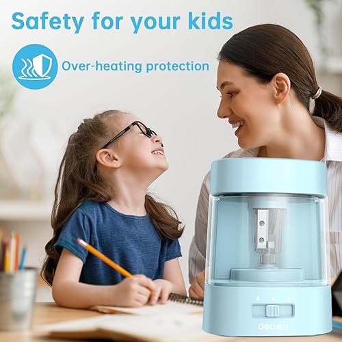 Miniatura 17 de Deli Sacapuntas eléctrico, sacapuntas automáticos para lápices n.º 2, lápices de colores, sacapuntas USB y funciona con pilas para niños, escuela