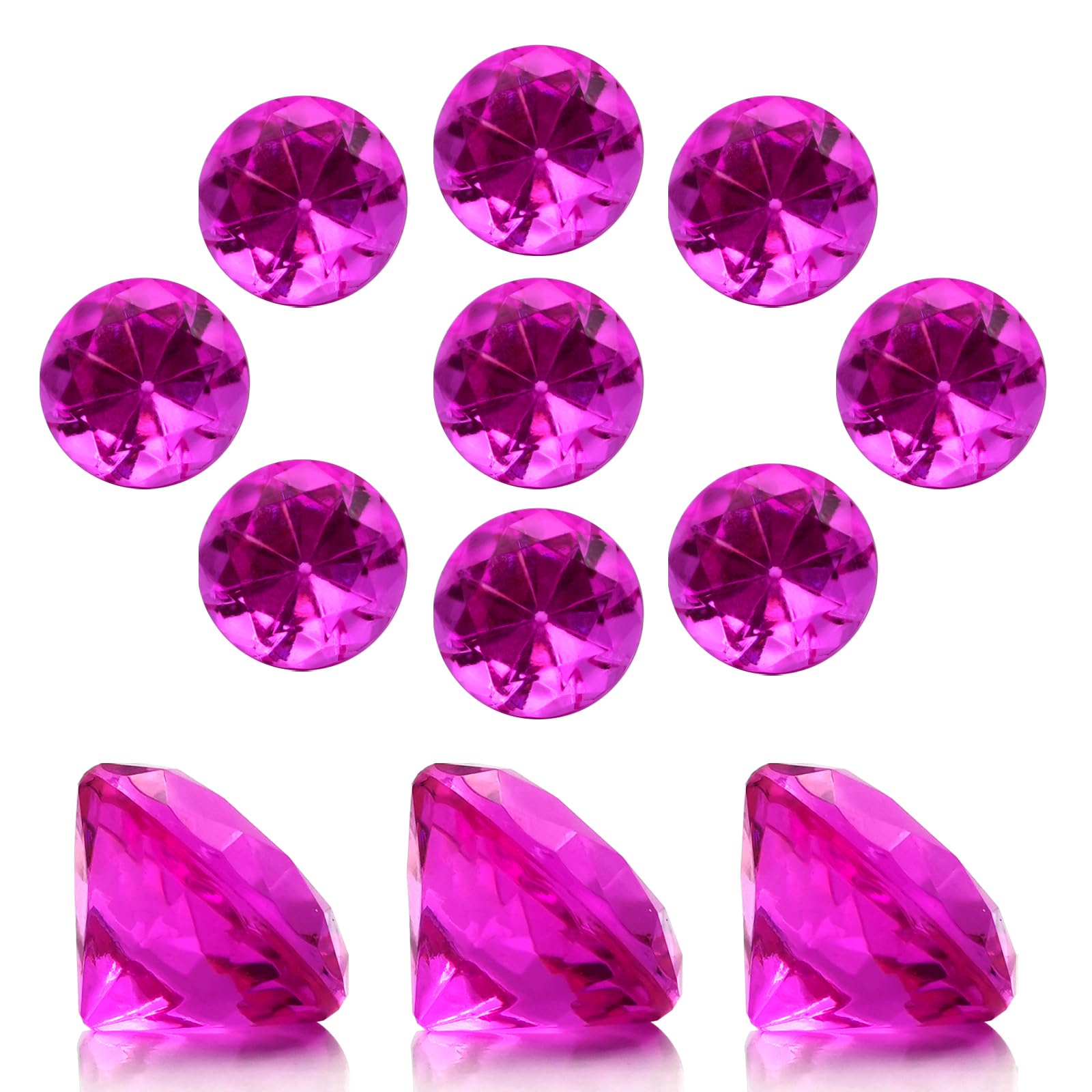 100 PCS Acrylic Diamond Gems, Rose Color Acrylic Diamonds Vase Filler 1 Inch Acrylic Gemstones Fake Gems Plastic Gems for Home Table Scatters Party, Event, Wedding, Arts & Crafts, Birthday Decorations