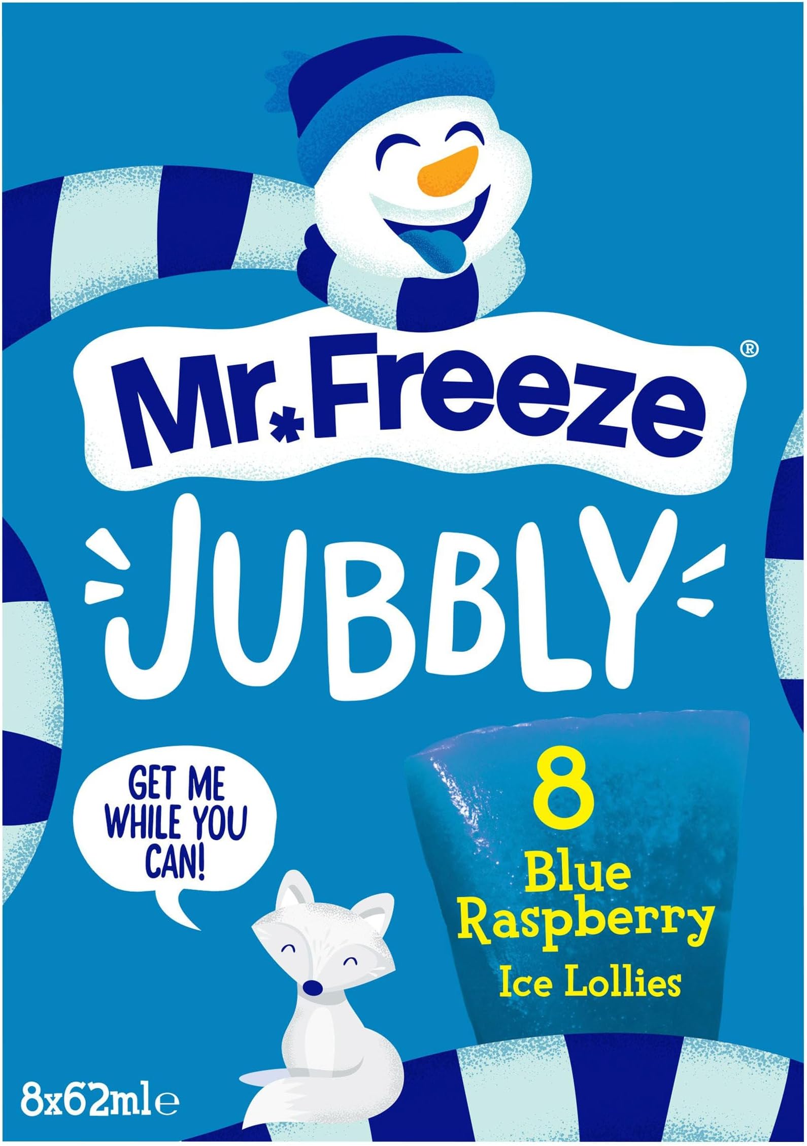 Mr Freeze Jubbly Blue Raspberry Ice Lollies, (8 x 62ml) (Frozen)