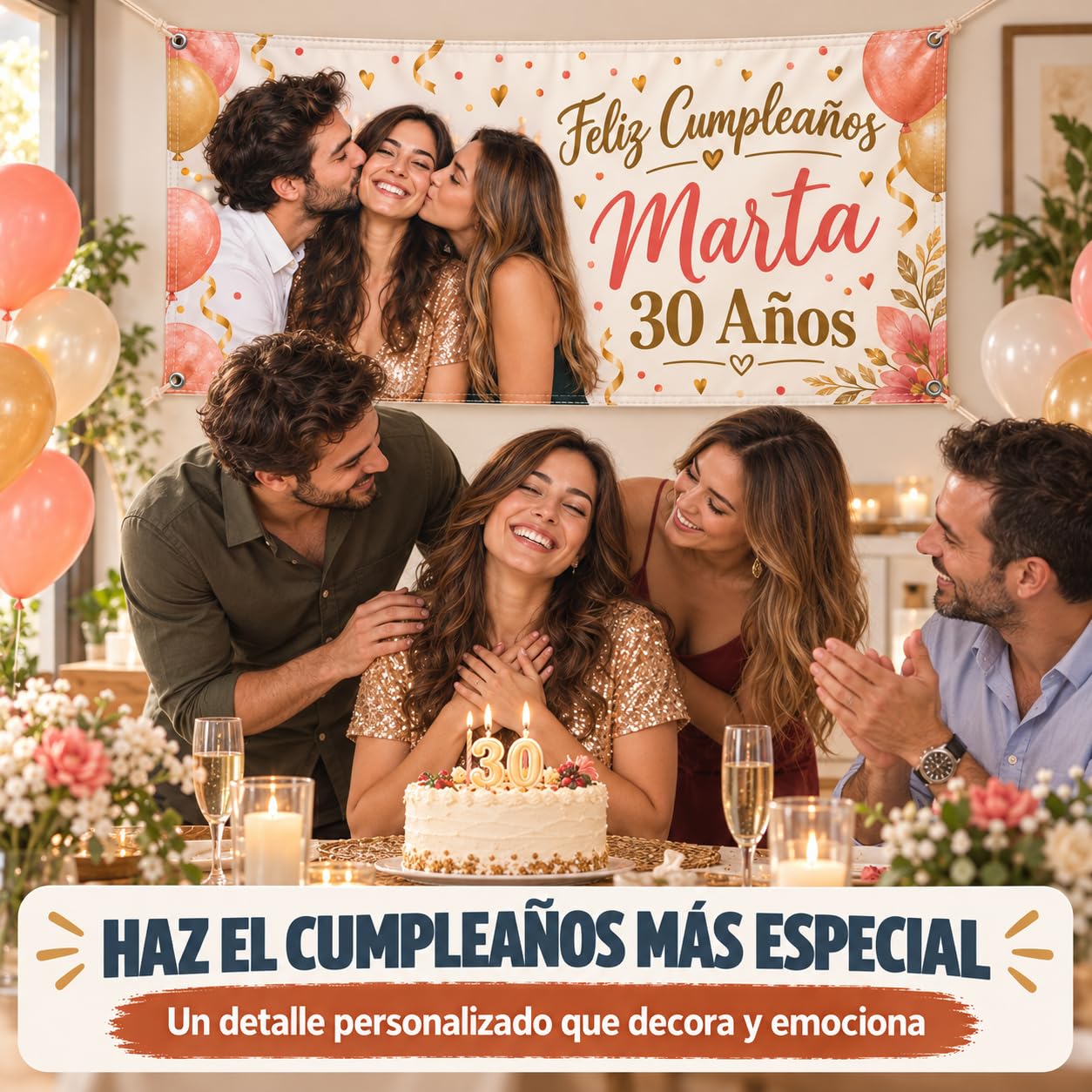 Pancarta Personalizada con Foto y Texto e Impresión Nítida para Cumpleaños