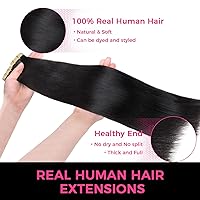 Vista 57 de Lashey Extensiones de Cabello Humano con Cinta Adhesiva Negro Natural 100% Remy Cabello Humano Liso Extensiones de Cabello con Cinta Largas de 24