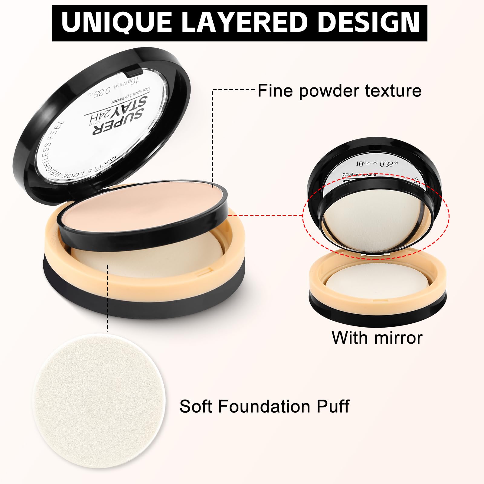 Boobeen Oil Control Face Pressed Setting Powder Compact, 24 Hour Long Lasting Translucent Setting Powder - Image 3