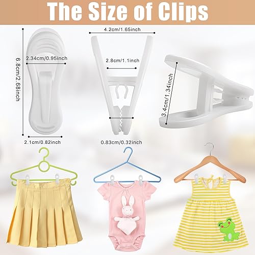 Miniatura 2 de 50 clips blancos para colgar perchas de plástico, clips para colgar pantalones, clips de dedo blancos, clips de plástico para colgar faldas,