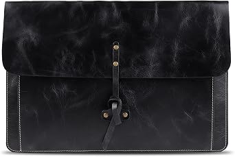 Londo Real Grain Leather MacBook Pro and MacBook Air Case, Front Pocket & Flap Closure - 14 Inch - 13 Inch M4, M3, M2, M2, M1, Pro, Max 13.3 Inch, iPad Pro 12.9 Inch - 2020 to 2024 Models