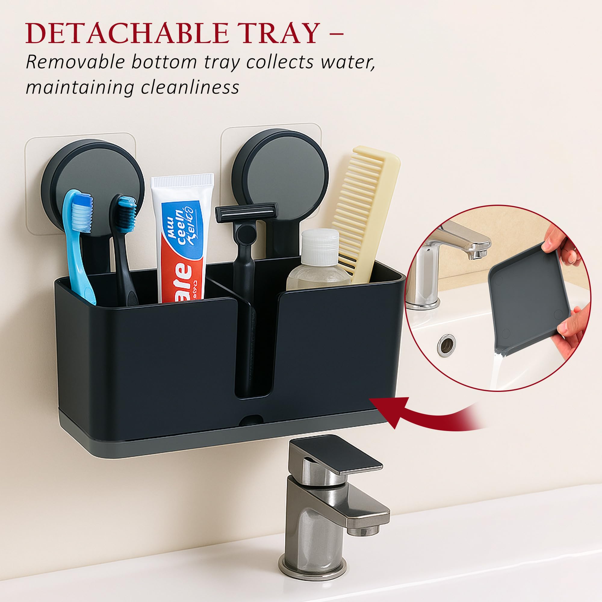 Toothpaste & Brush Holders - Wall Mounted Organizer -5