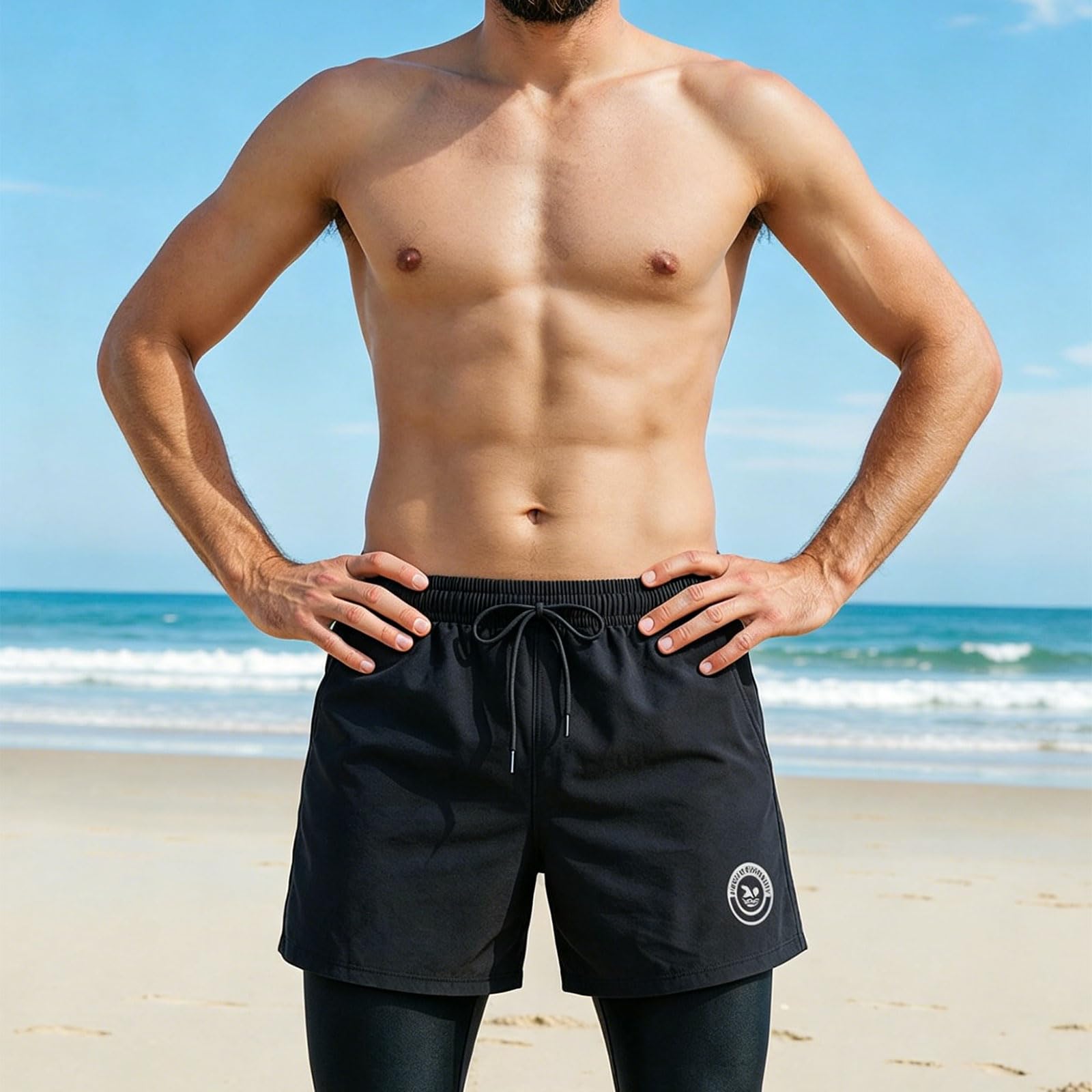 Pantaloncini da spiaggia da uomo, stile contemporaneo, ad asciugatura rapida, con laccio regolabile per snorkeling, navigazione e relax, costume da bagno