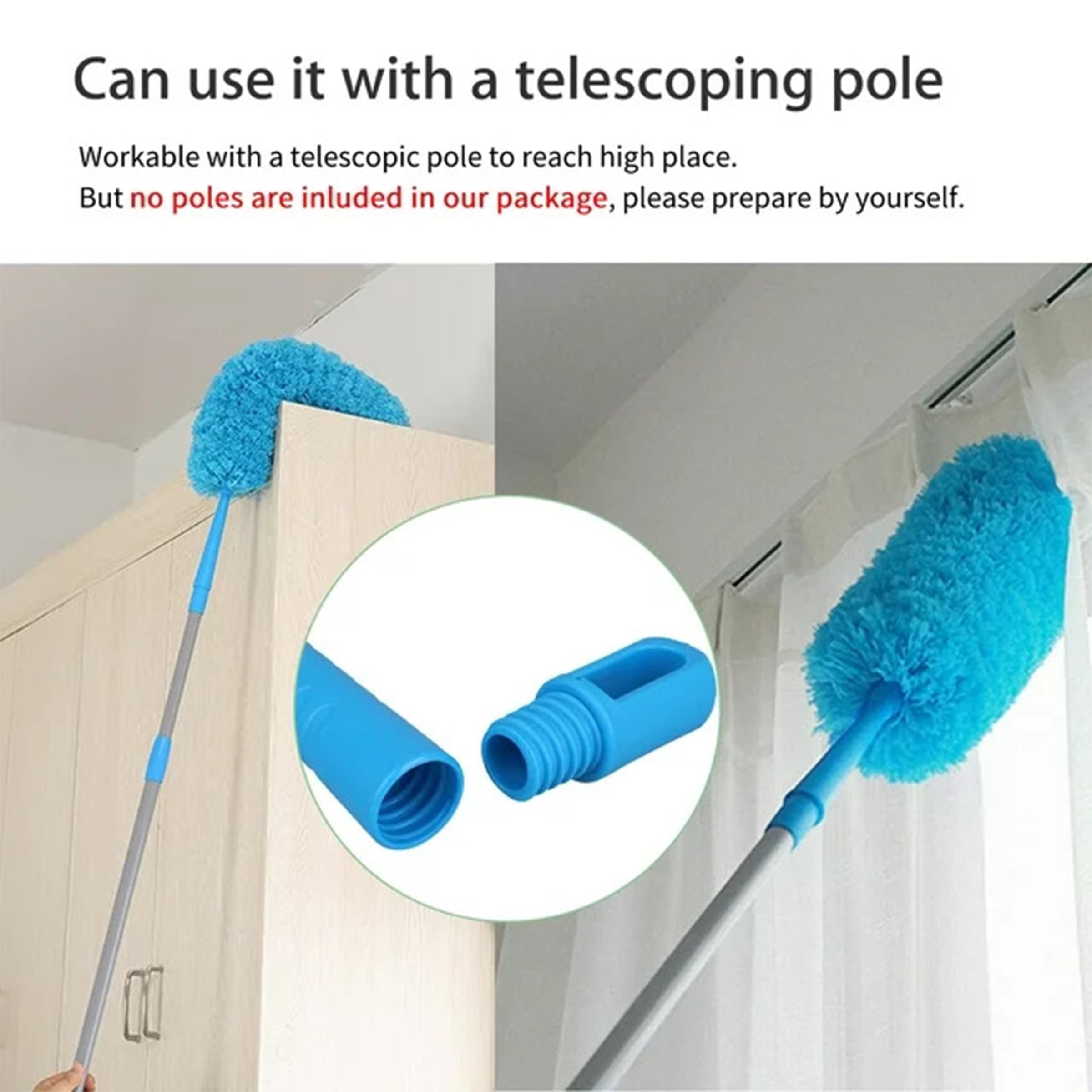 Ssanvi Microfiber Duster for Home & Car Cleaning | Soft Dust Cleaner for Fan, Walls, Beds, Furniture & Long Handle Car Cleaning Brush (Blue) 4
