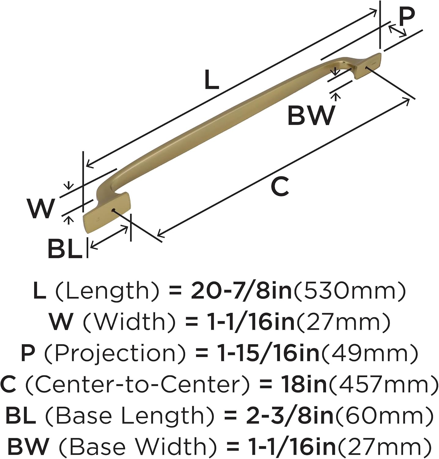 Amerock | Appliance Pull | Golden Champagne | 18 inch (457 mm) Center to Center | Highland Ridge | 1 Pack | Drawer Pull | Drawer Handle | Cabinet Hardware