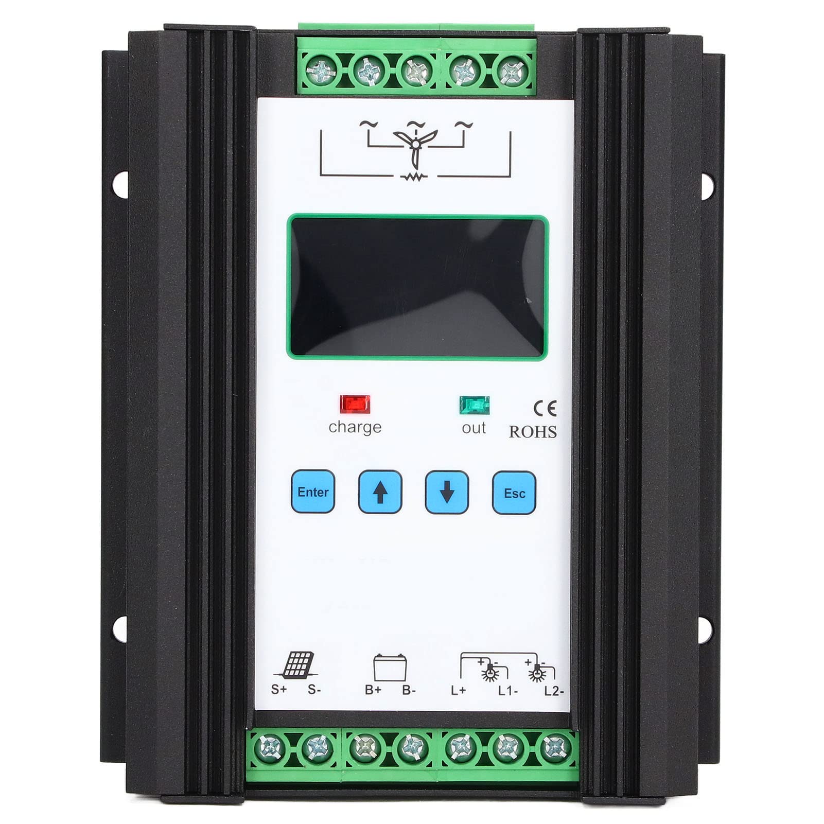 Regulador Híbrido Solar Eólico, 12V 24V 600W Controlador Híbrido Solar Eólico Pantalla LCD PWM Controlador de Carga Inteligente, Generadores Y Energía Portátil