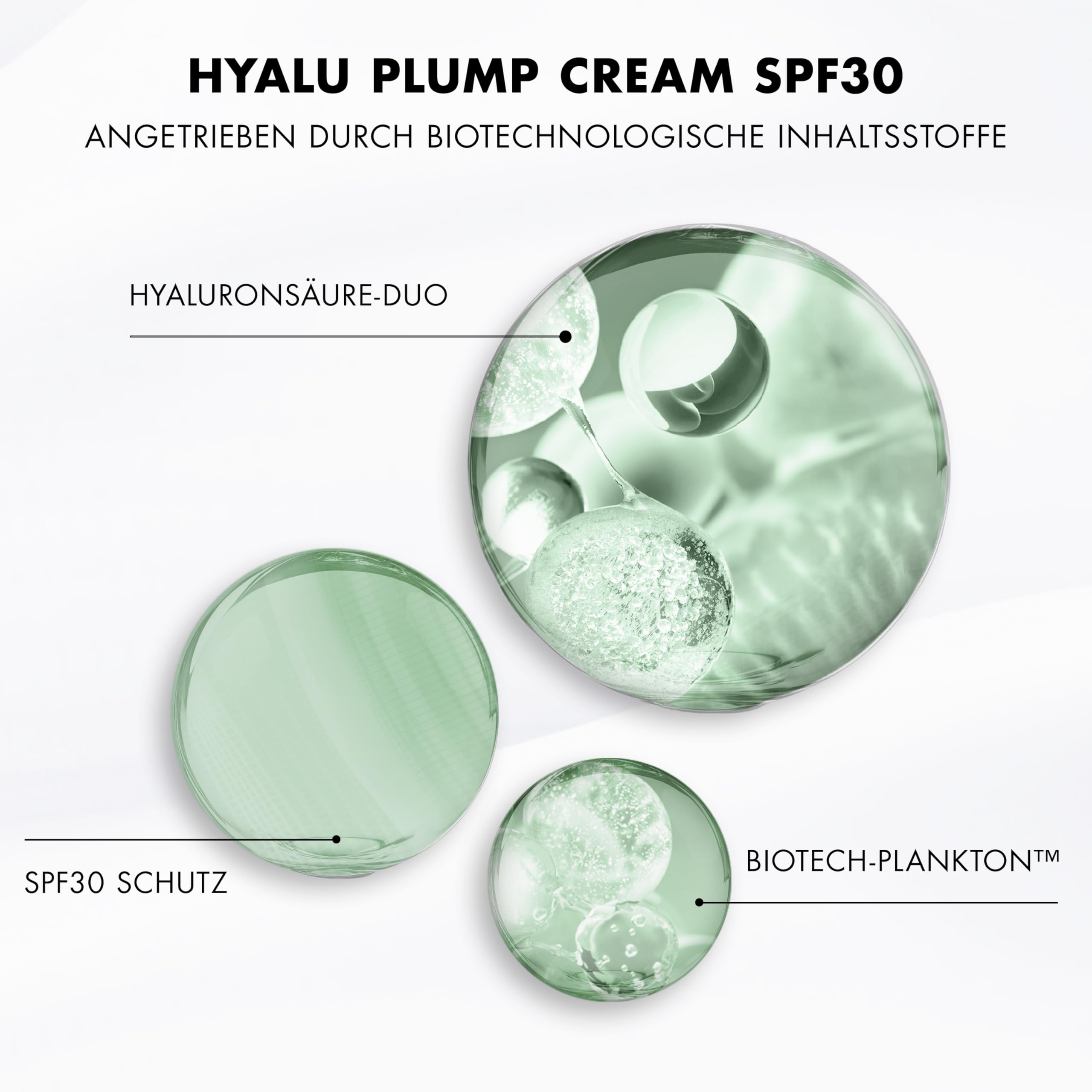 Biotherm Aquasource Hyalu Plump Cream LSF 30, feuchtigkeitsspendende Tagescreme mit hohem UV-Schutz, für aufgepolsterte Haut und 48h Hydratation, mit Hyaluronsäure-Duo & Biotech Plankton, 50 ml