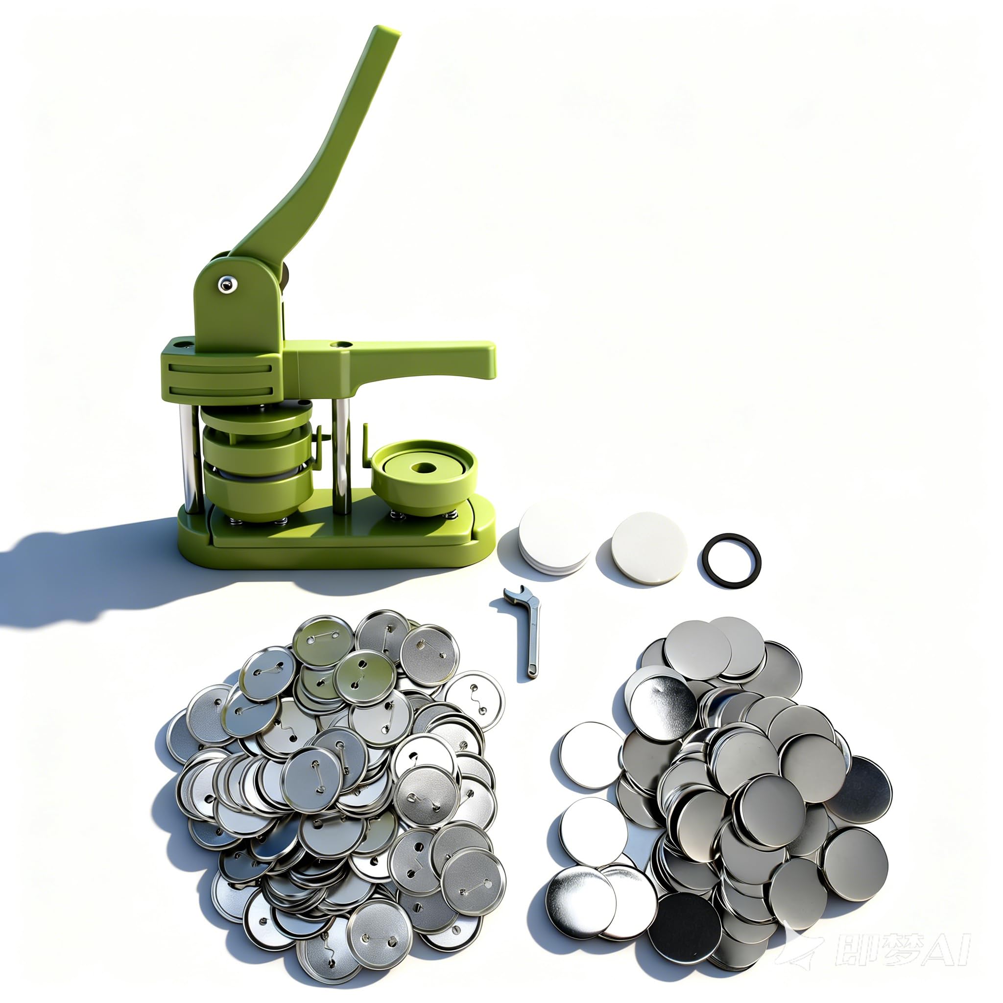 Pissente Knopfherstellungsmaschine, 58mm Abzeichen-Stanzpresse mit 100 Abdeckungen, Clips, Folien und Papieren für DIY Personalisierte Geschenke