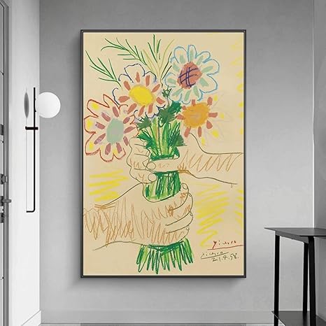 Amazon ピカソ 平和の花束花キャンバスアートポスターとプリント抽象的な花キャンバス絵画壁アート北欧の写真70x90cm 28x35in フレームなし ウォールステッカー オンライン通販