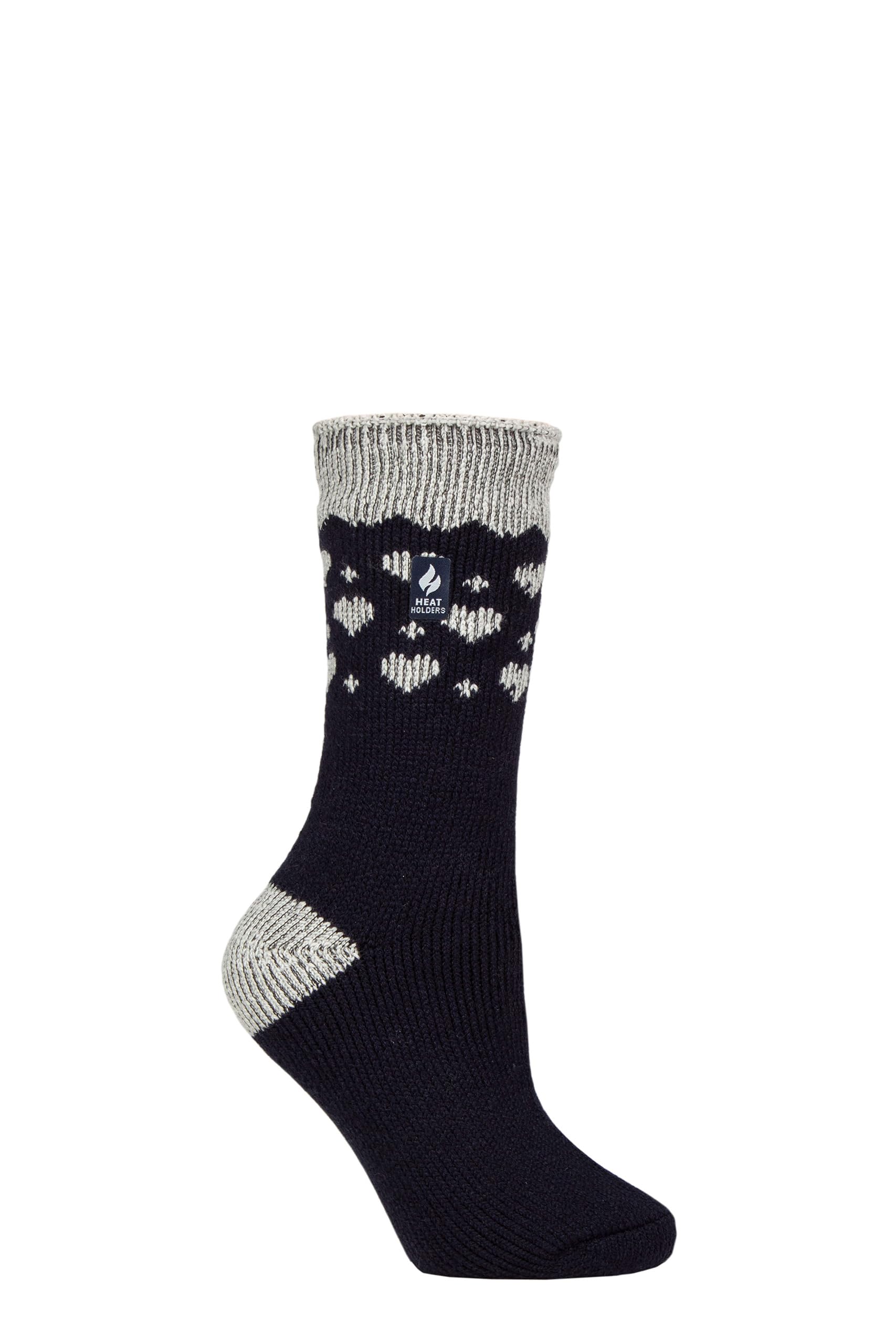 Ladies Original Jacquard Socks - Navy Hearts