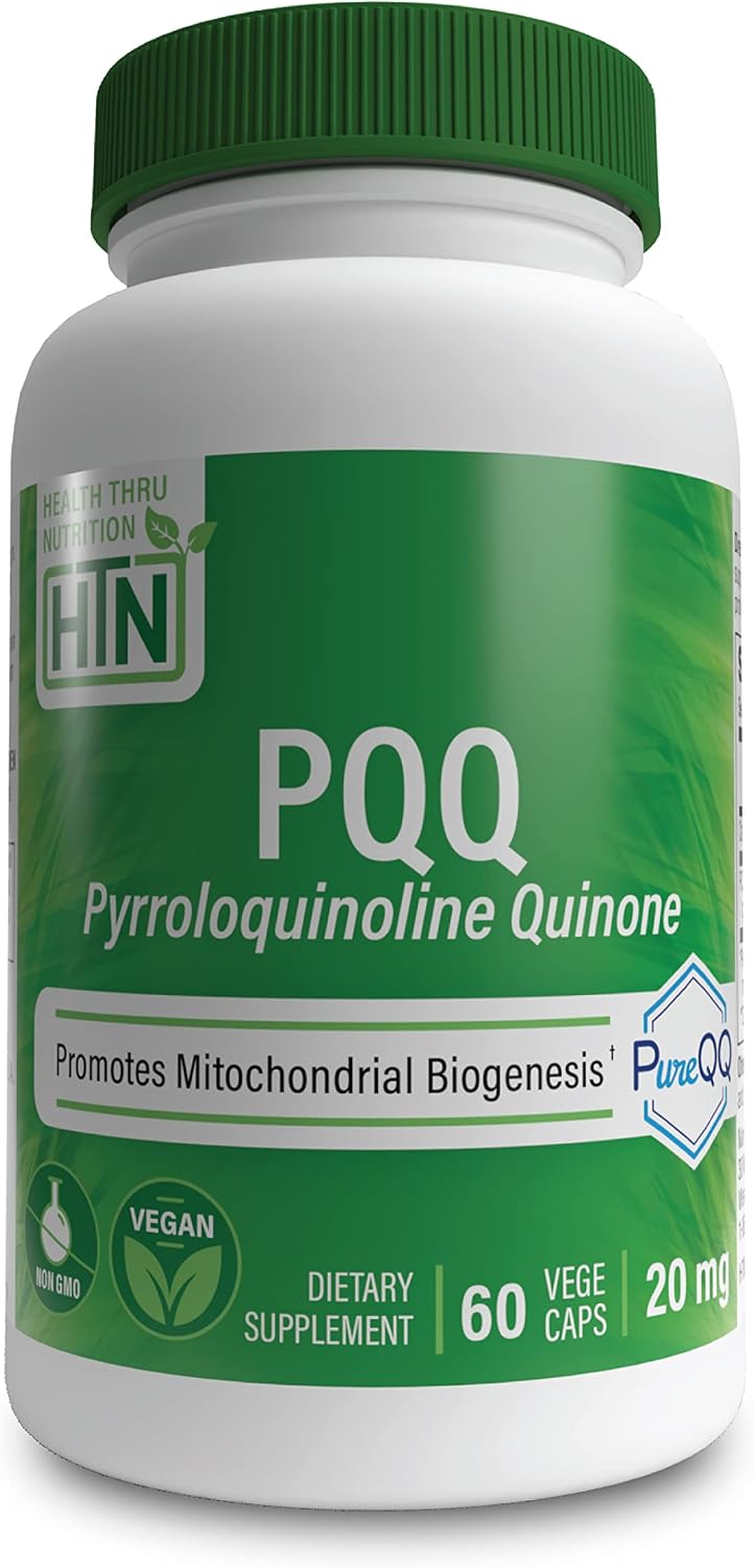 Health Thru Nutrition PQQ 20mg Pyrroloquinoline Quinone as PureQQ | Vegan Certified, Non-GMO Gluten Free | Promotes Motochondrial Biogenesis (Pack of 60)