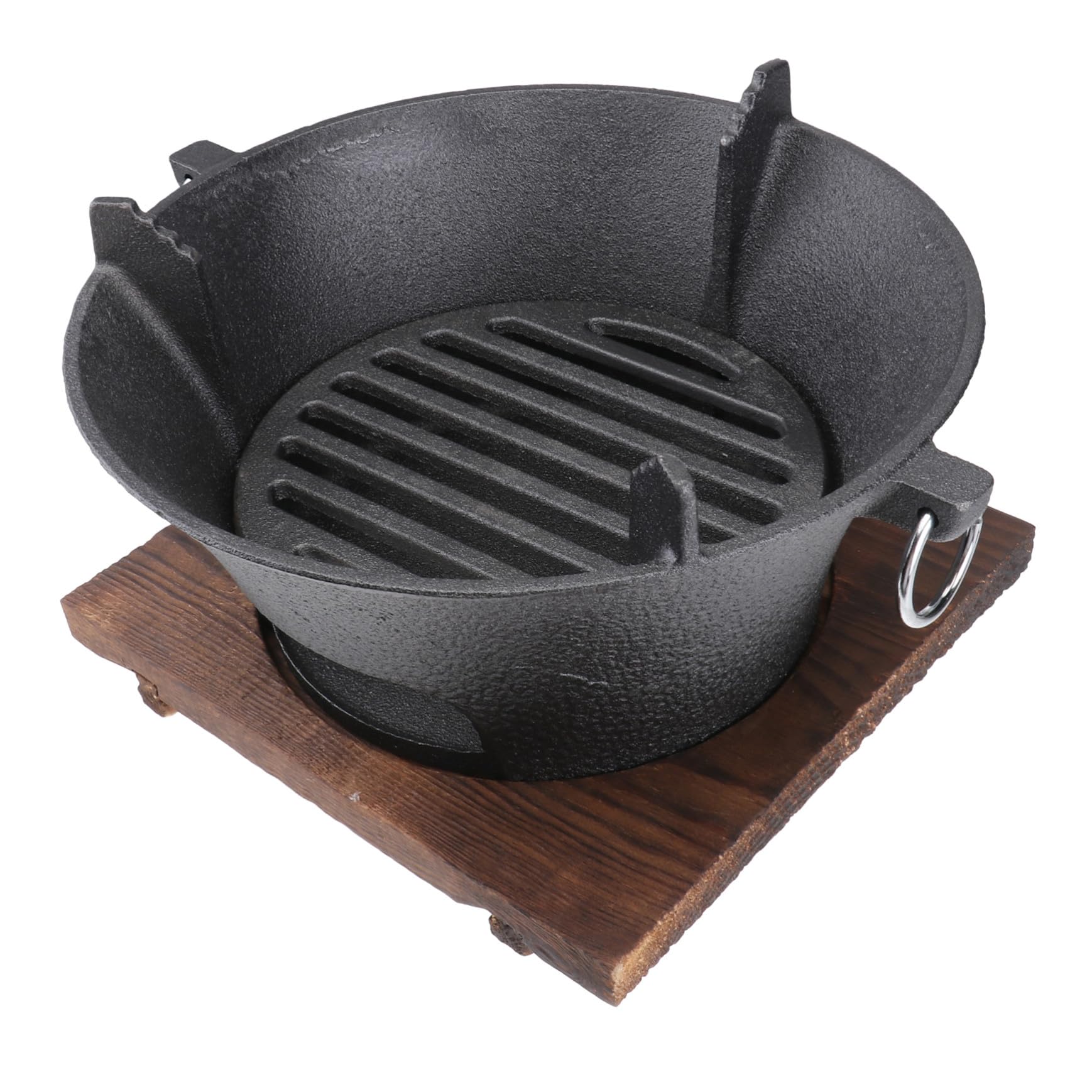 Barbecue de extérieur fonte grand modèle durable avec poêle de camping