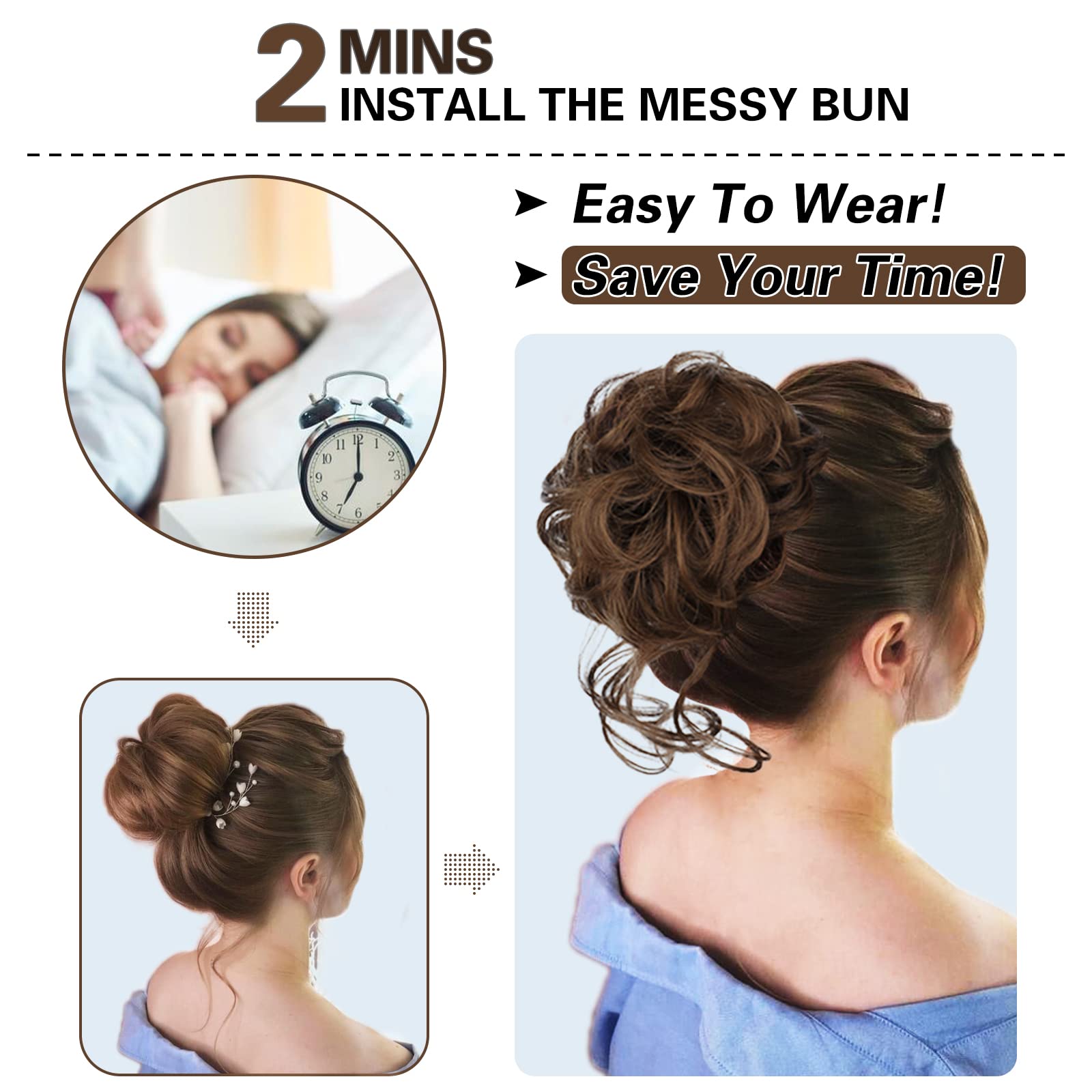 Amazon.com : HMD 5 Pieces Messy Hair Bun Hairpiece Tousled 