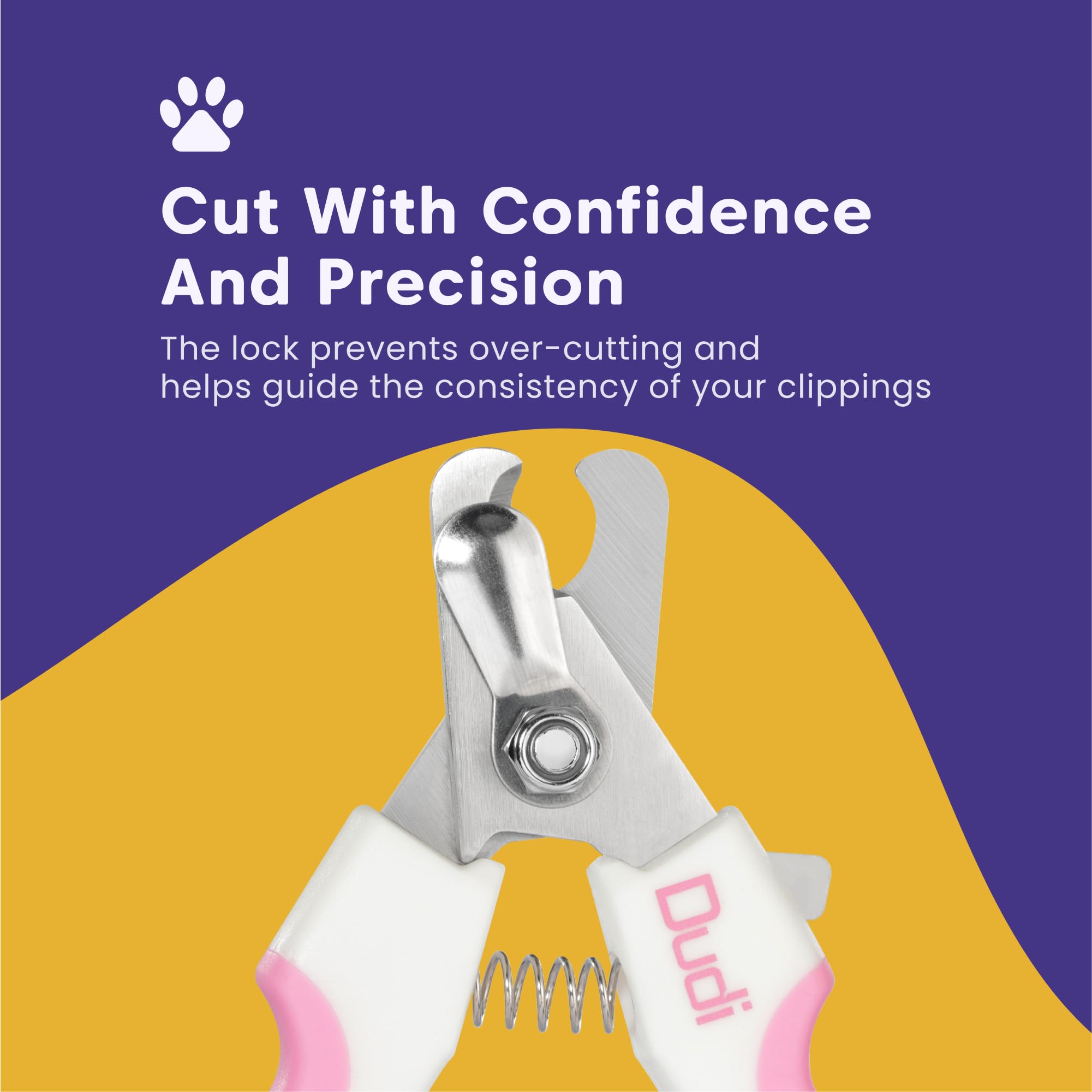 Dudi Pet Cortauñas y Lima para Perro y Gato - Corta Uñas para Cachorros y Gatos con Tope de Seguridad - Cortauñas para Todas Las Razas de Perritos y Gatitos - Grande - Blanco/Rosa