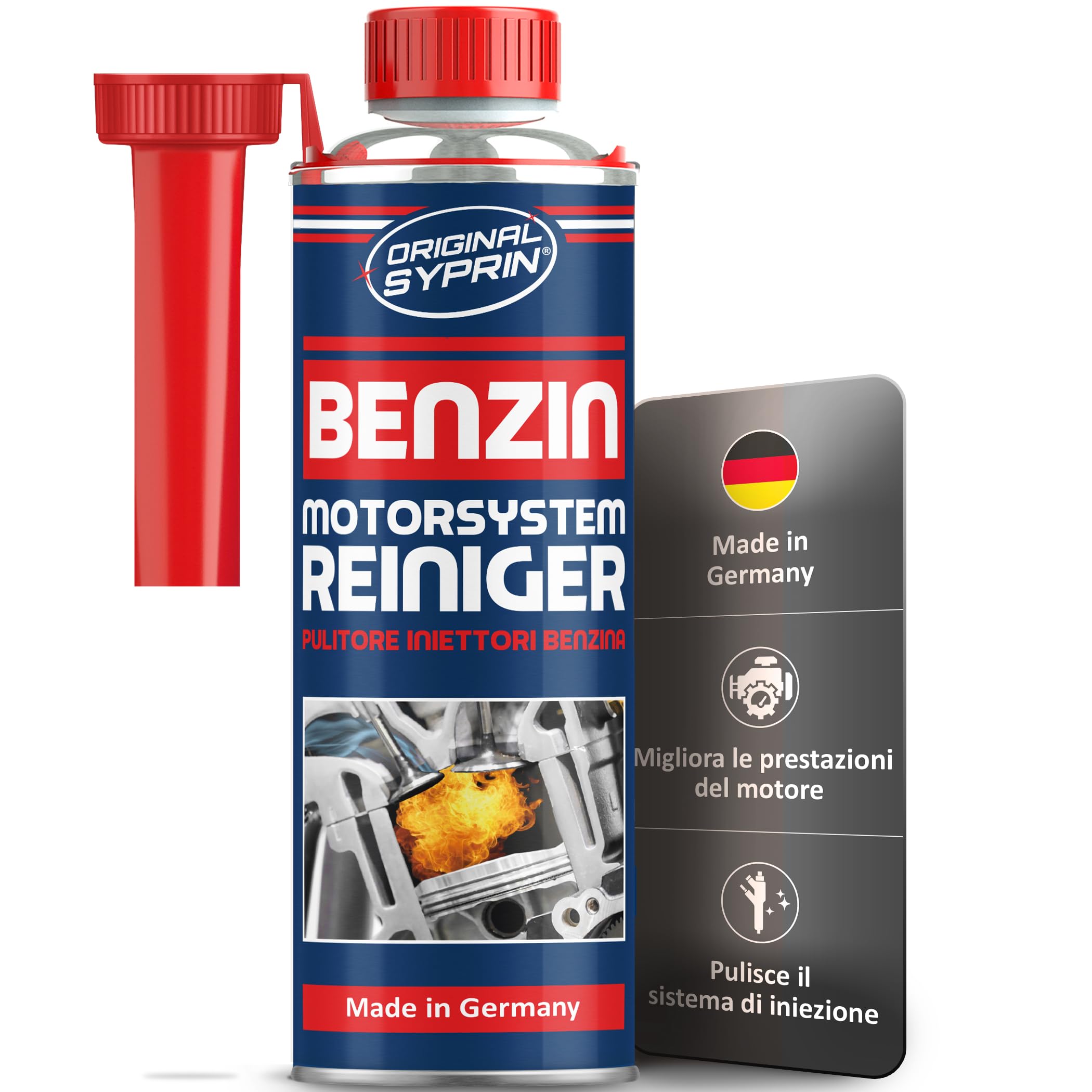 SYPRIN Additivo Detergente Completo per Il Sistema di Alimentazione Iniettori Benzina I Trattamento rigenerante Motori 1x 500ml