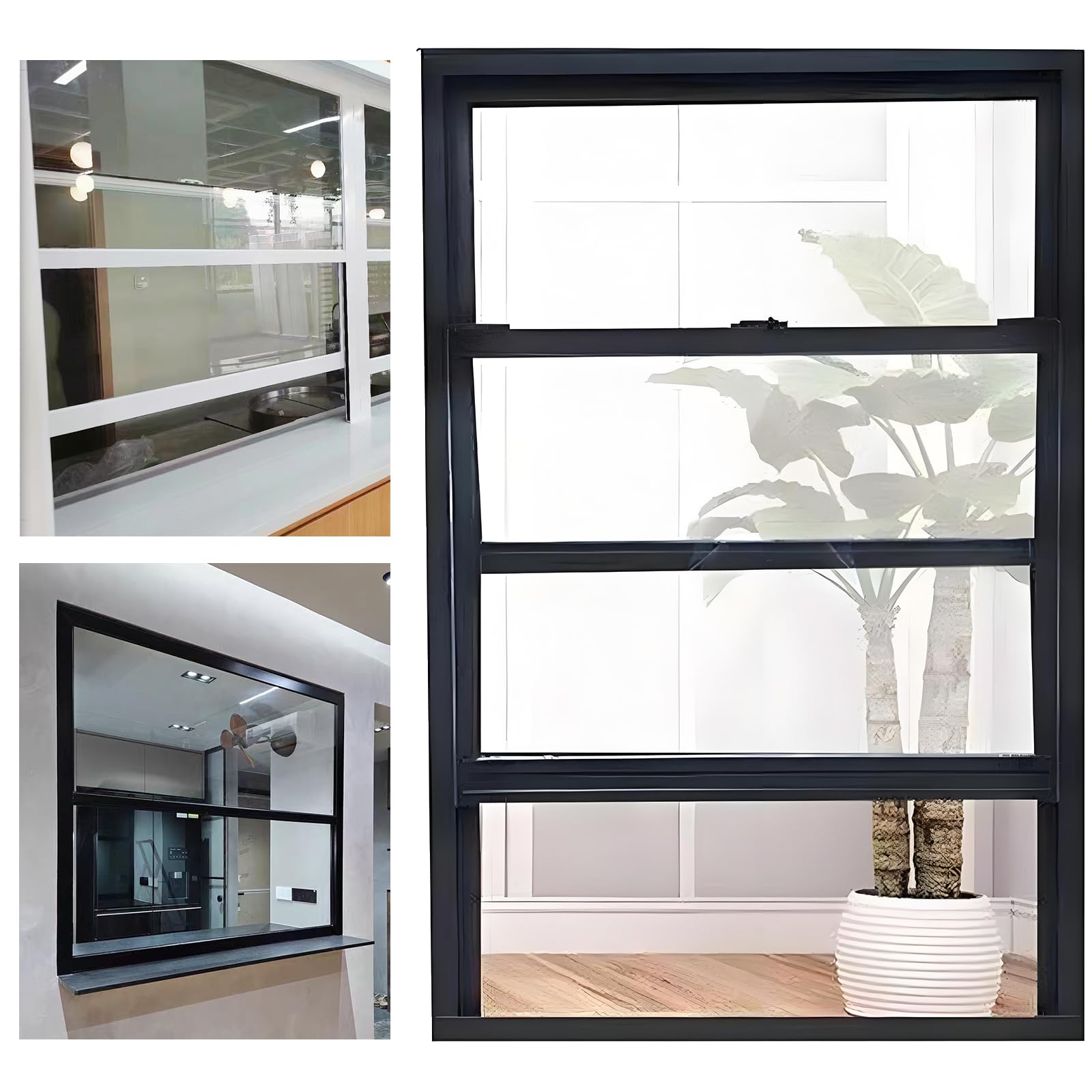 Repuesto de ventana corredera de aluminio negro de 19 x 33 pulgadas, diseño de ventilación para cobertizos, hogares, duchas, gallineros, aislamiento acústico, fácil instalación y resistente a la