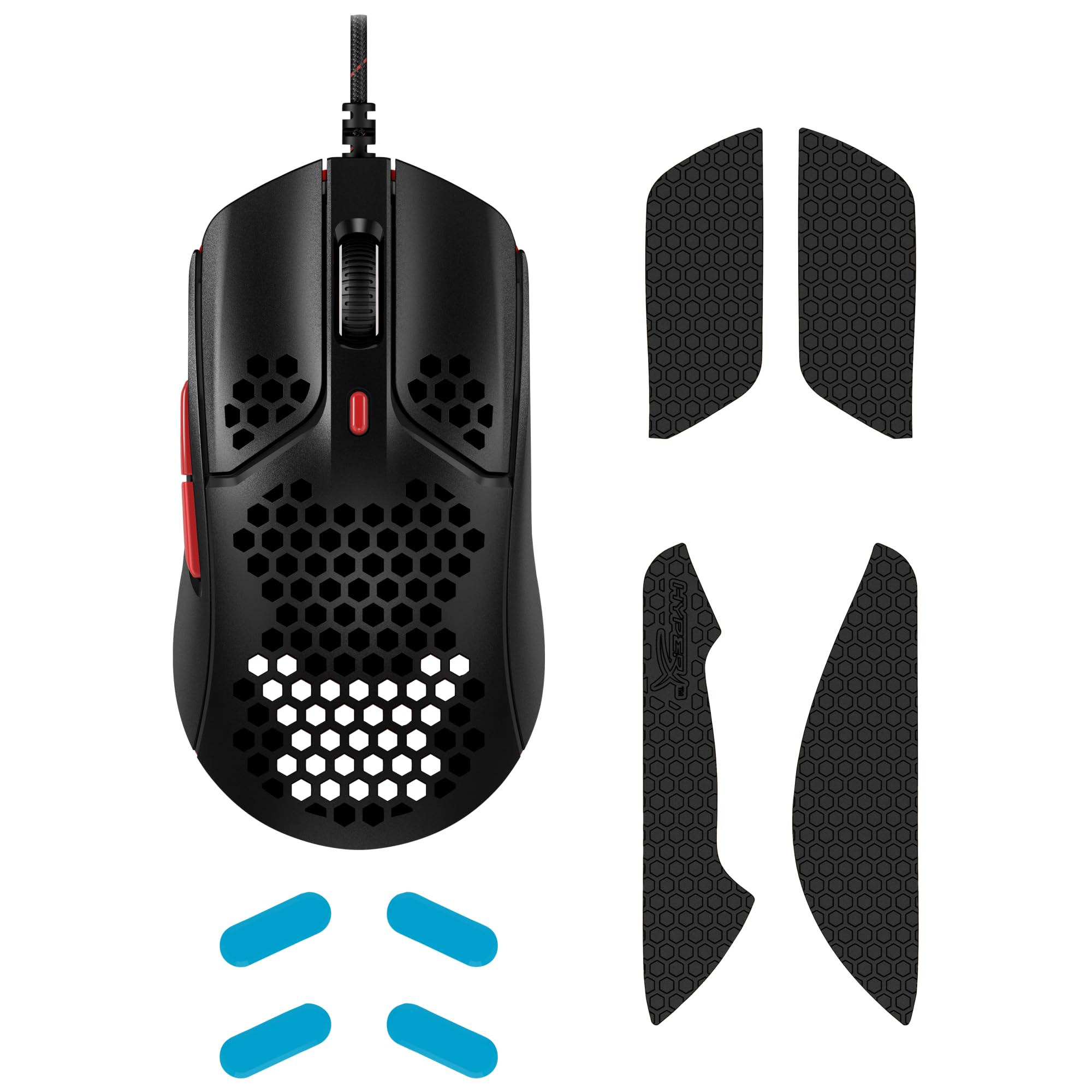 HyperX Pulsefire Haste – Ratón para Juegos – Ultraligero, 59 g, Carcasa con patrón de Panal de Abejas, diseño Hexagonal, Cable Hyperflex, hasta 16.000 PPP, 6 Botones programables