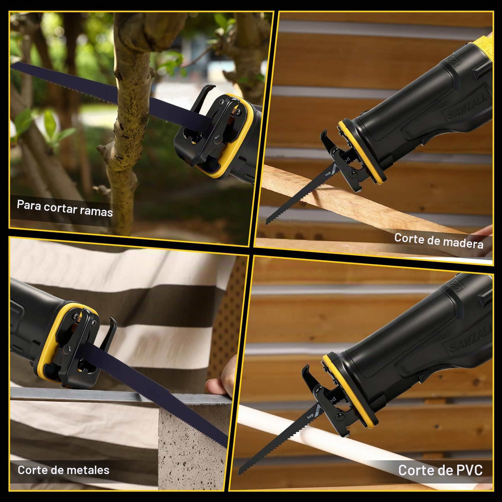 WingFly Sierra sable inalámbrica para Dewalt 18 V, 20 V batería, Sierra Alternativa profesional con 4 hojas, 3500 rpm, Sierra Recíproca Eléctrica con Velocidad Variable