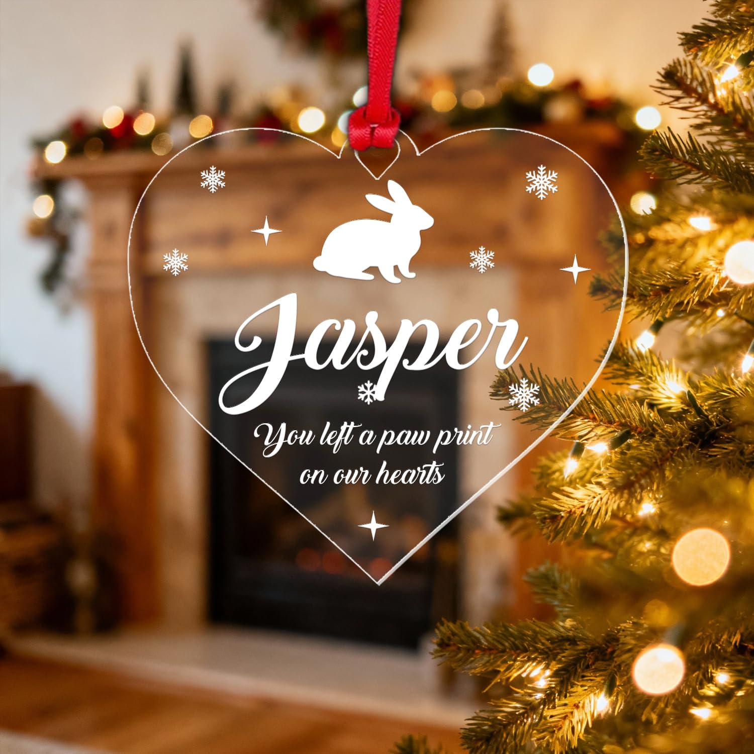 Personalised Rabbit Memorial Christmas Bauble Pet Memory Xmas Tree Decor