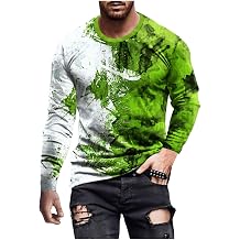 Mens Tshirts Graphic Vintage Funny Color Tie Dye Long Sleeve Crewneck Pullover Tops Casual Stylish Workout Shirts