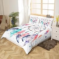 Vista 2 de Juego de funda de edredón de atrapasueños, estilo bohemio, atrapasueños, funda de edredón de estilo bohemio para niñas, niños y mujeres, decoración