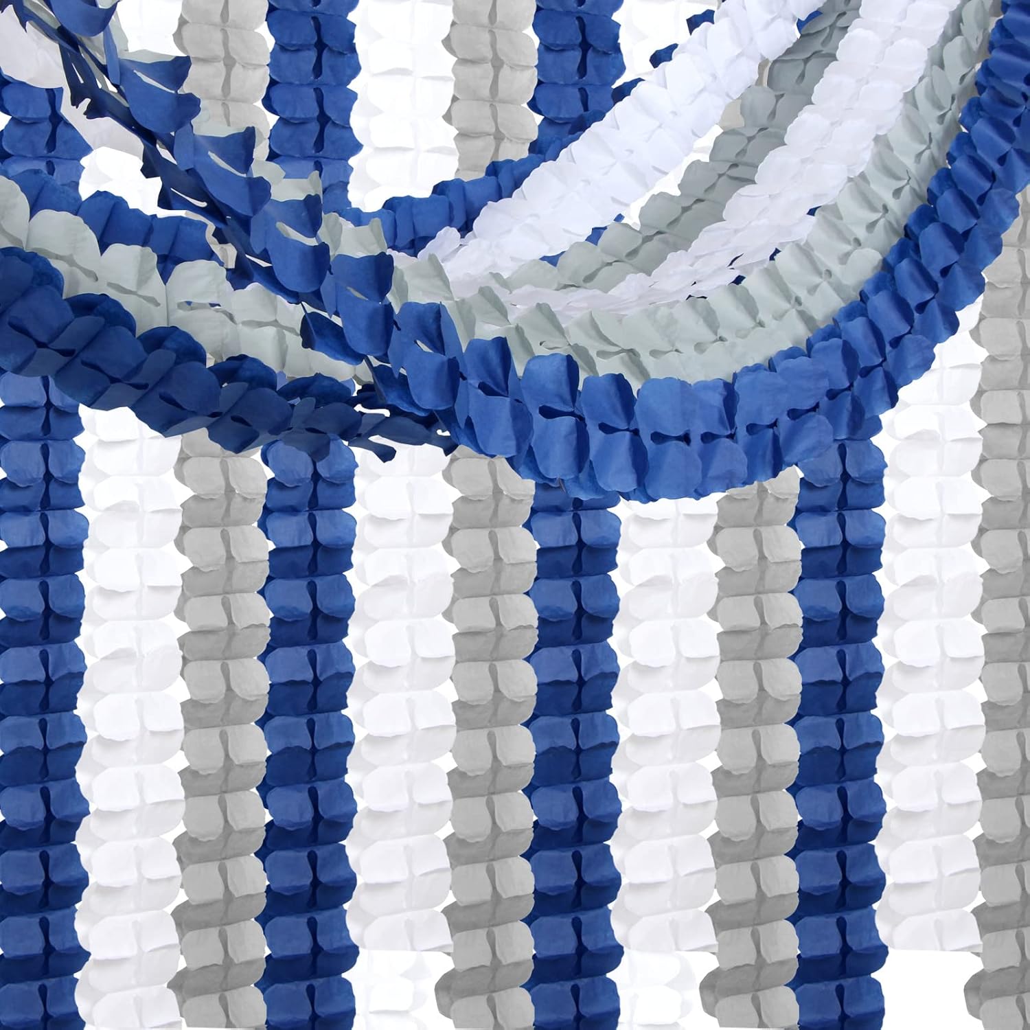 Navy-Blue White-Silver Party-Decorations Streamers Garland - 12pcs Royal Graduation 2025 4-Leaf Clover Paper Streamer Men Boy Birthday Wedding Bridal Shower Flower Banners Fathers Day Decor Ouruola Navy Blue White Silver image 3 of 8 B09XK9CY3T