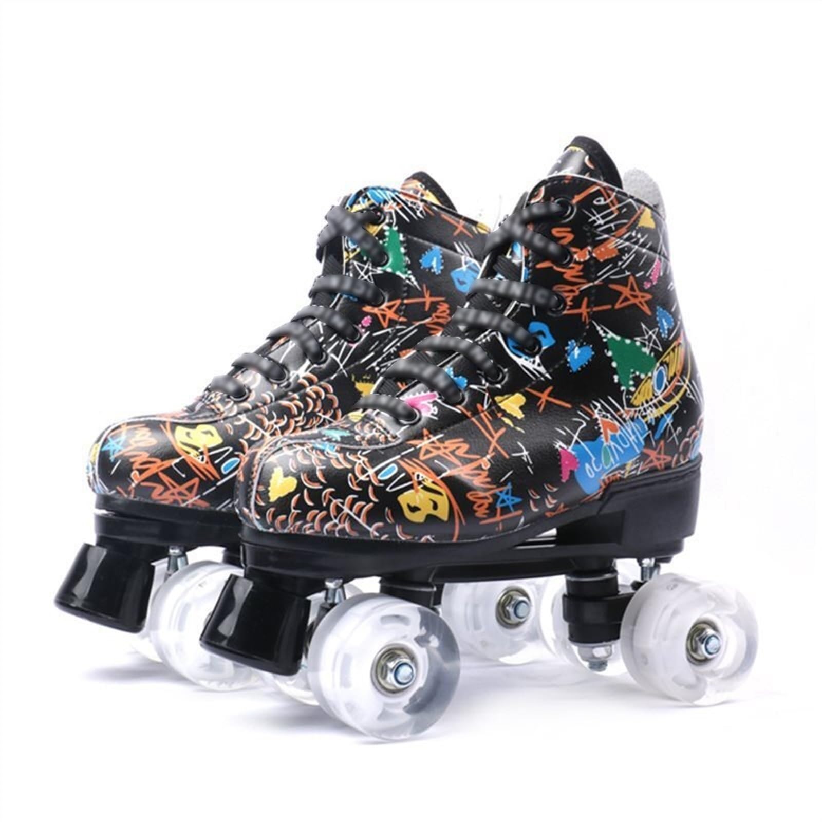 Patines Cuatro Ruedas Mujer Adulto Destello Doble Patinaje Negro Blanco Talla 45 EU