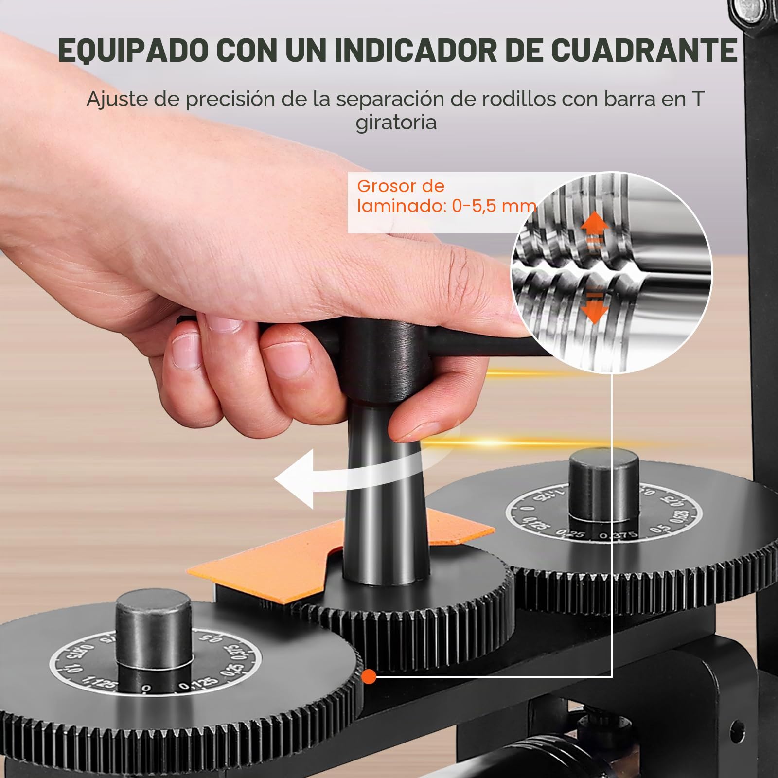 VEVOR Laminador de Joyería Ancho 57mm Espesor de Máquina Laminadora de Joyería 0-5,5 mm Relación de Engranaje Ajustable 1:2 para Procesamiento de Joyería Chapa de Metal Oro Plata Anillo Pulsera Taller