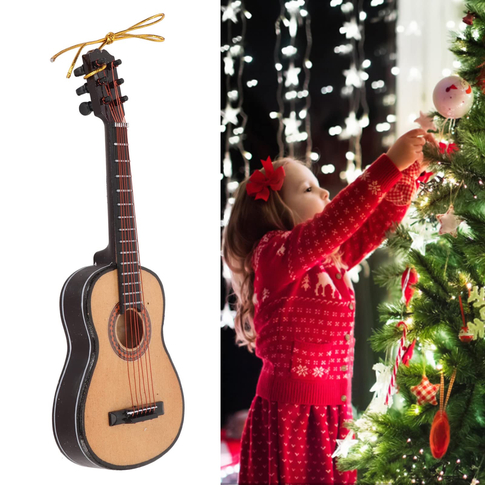 Ornement de guitare miniature, modèle de guitare en bois, cadeau créatif pour amateur de musique, réplique de guiitar vintage, décoration d'instrument Ornement de guitare miniature, modèle de guitare en bois, cadeau créatif pour amateur de musique, réplique de guiitar vintage, décoration d'instrument