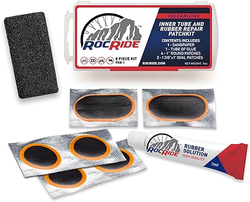 Miniatura 7 de RocRide Kit de parche de tubo interior de bicicleta de 8 piezas. Kit de reparación de neumáticos de bicicleta.