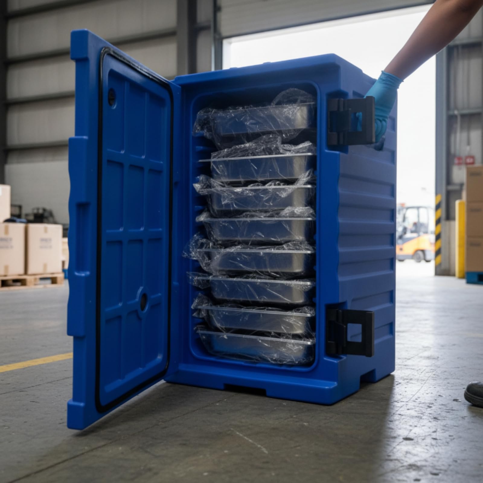 Armario Térmico con Banjas Acero Inoxidable Sellado Contenedor Isotérmico con Banjas Reutilizable Caja Térmica para Cocinas Comerciales