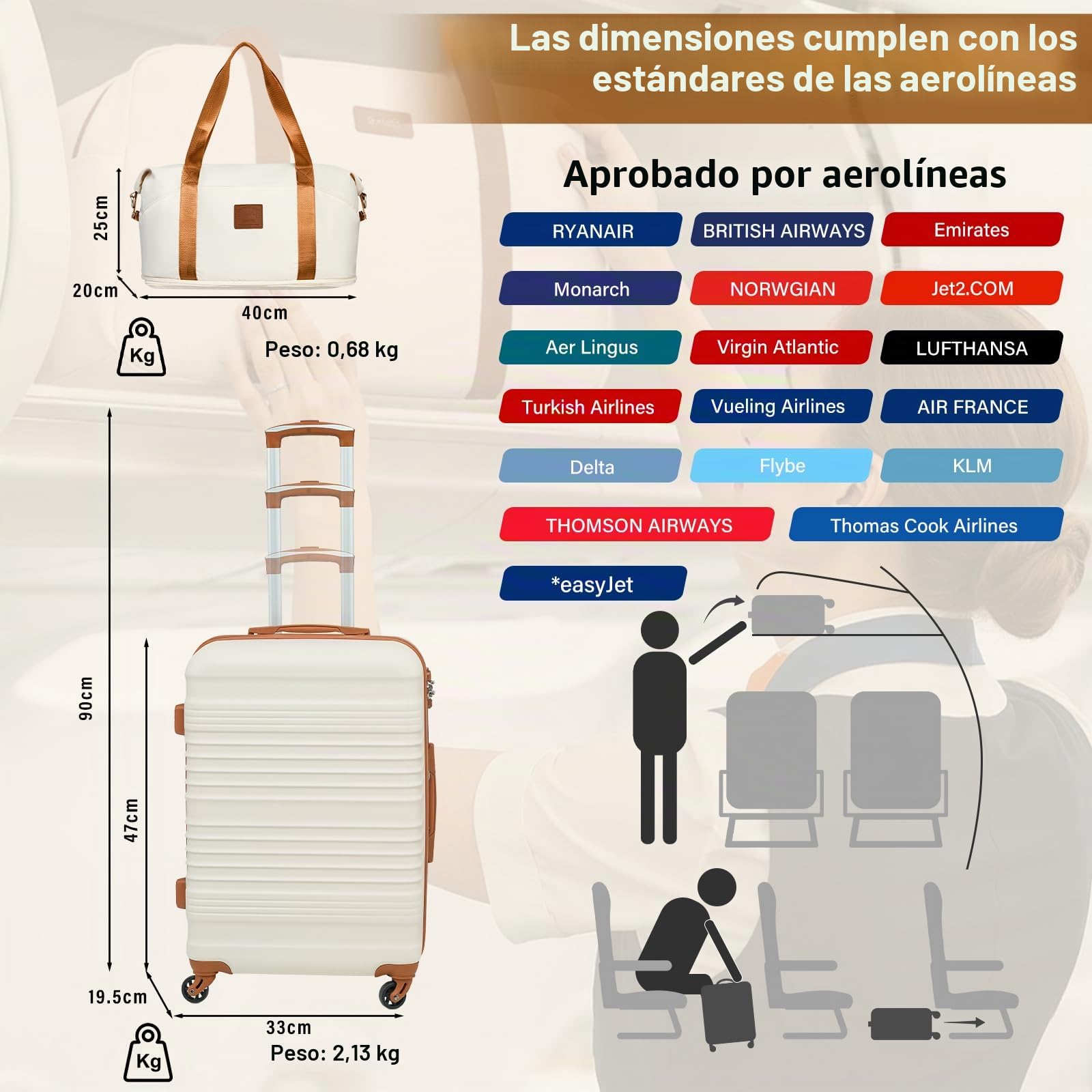 COOLIFE Juego Maletas 6 Piezas 16''20''24''28'',268L ABS+PC, Cerradura TSA | 4 Maletas, Bolsa de Viaje Expandible & Bolsa de Aseo – Ideal para Viajes en Familia, Vacaciones Largas & Solución Completa