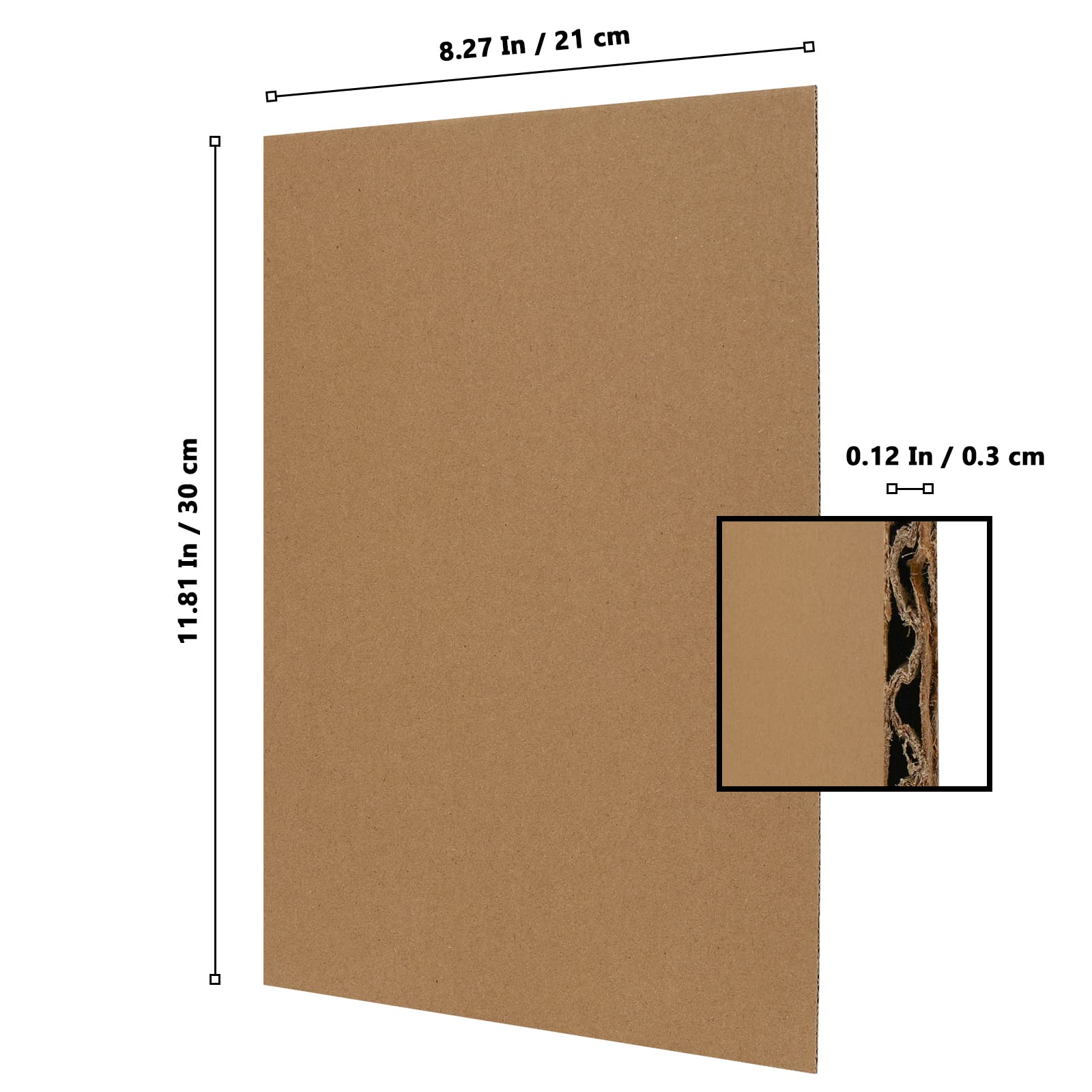 NAMYEUT 60 Pack 3mm A4 Corrugated Cardboard Sheets, Brown Flat Cardboard Sheet Pad - Image 2