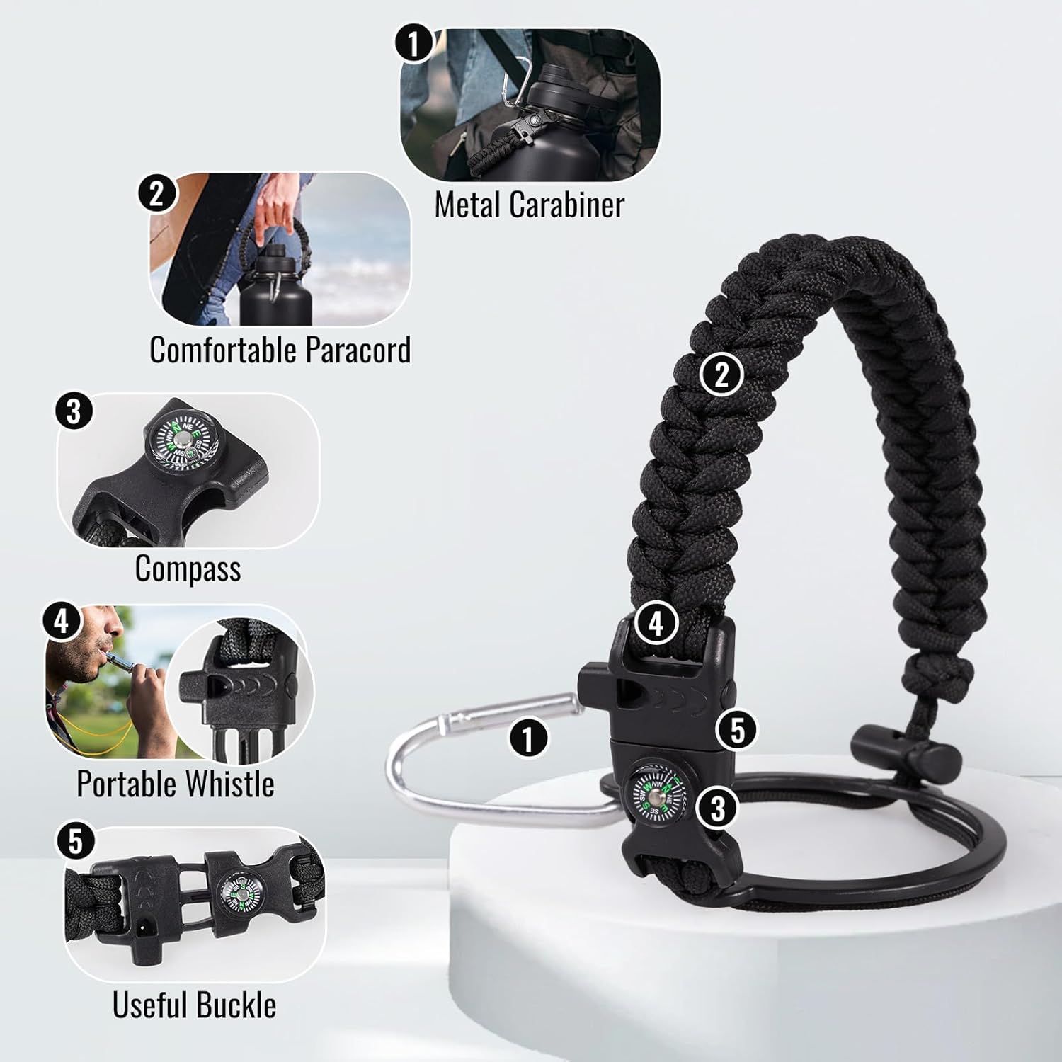 Gallon Water Bottle with 2 Lids (Straw & Spout), 304 Stainless Steel Water Jug with Handle and Wide Mouth, 1 Gallon Vacuum Double Walled Jug for Sports, Outdoors, Leak-Proof, Black 128 oz - Image 4