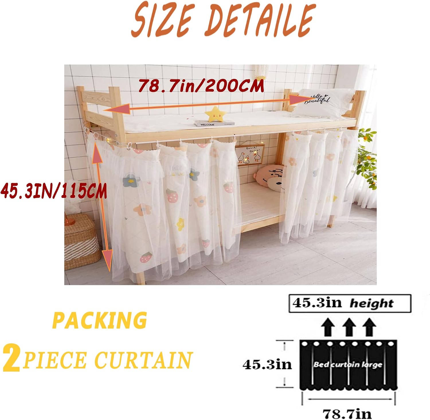 Dorm Bottom Bunk Blackout Privacy Bed Curtains Bed Canopy Shading Dustproof Breathable Tent Nets Single Sleeper