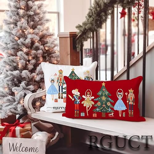 Miniatura 6 de Fundas de almohada de Navidad de 12 x 20 pulgadas, cascanueces rojos, decoración de Navidad, decoración de invierno, vacaciones, funda de cojín para