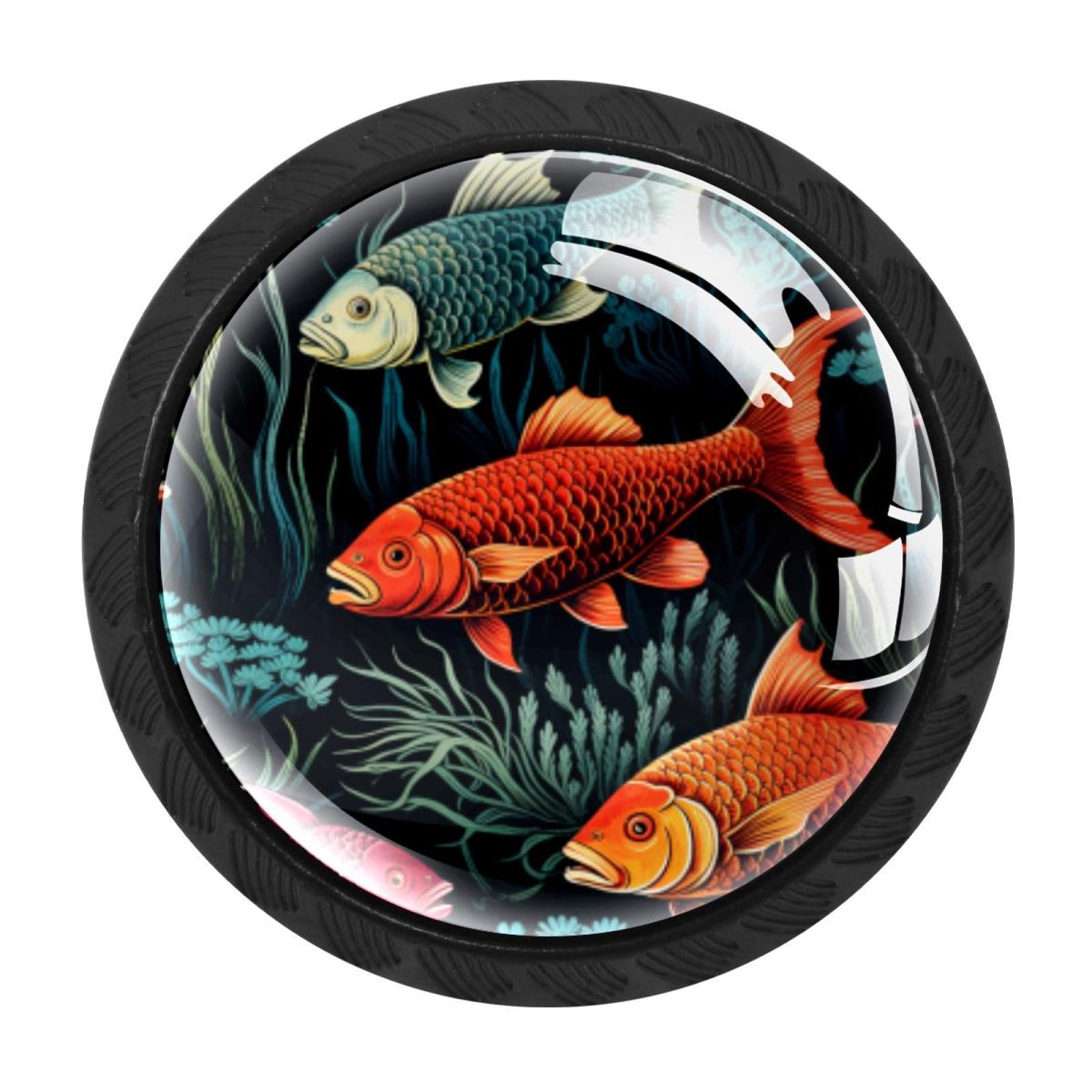 Chenzzzz Multicolored 09 4 Pieces Fish Kitchen Cabinet Knobs Drawer Knobs Dresser Knobs Black Knobs Drawer Pulls Dresser Drawer Handles Knobs For Dresser Drawers