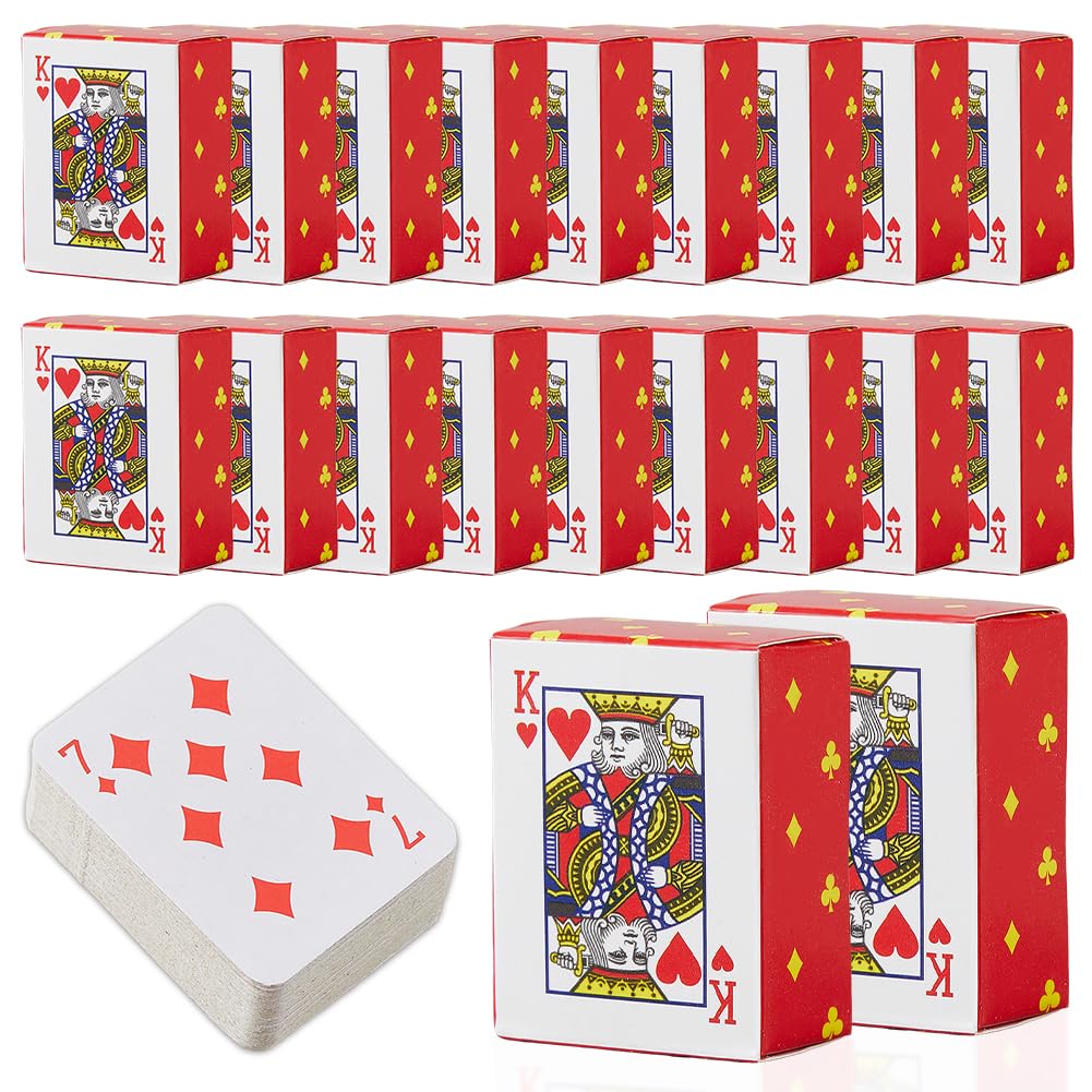 SUPERFINDINGS 20 Deck Mini Playing Cards 1.57 Inch Card Set Mini Poker Deck for Parties and Game Miniature Poker Game for Children and Adults for Christmas and New Year